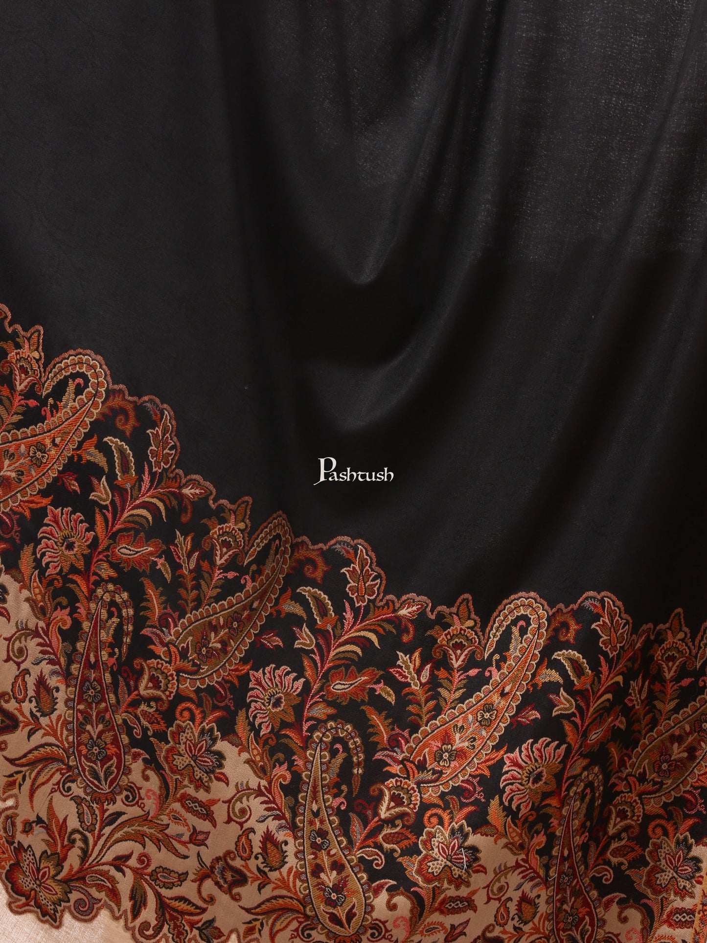 Pashtush India Womens Shawls Pashtush Women's Jacquard Palla Shawl, Soft Faux Pashmina - Black