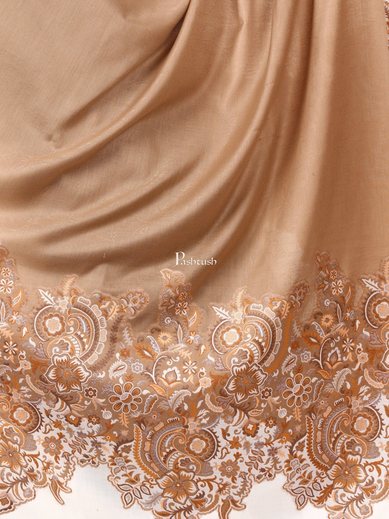 Pashtush India Womens Shawls Pashtush Women'S Jacquard Palla Shawl, Warm And Soft, Faux Pashmina Beige