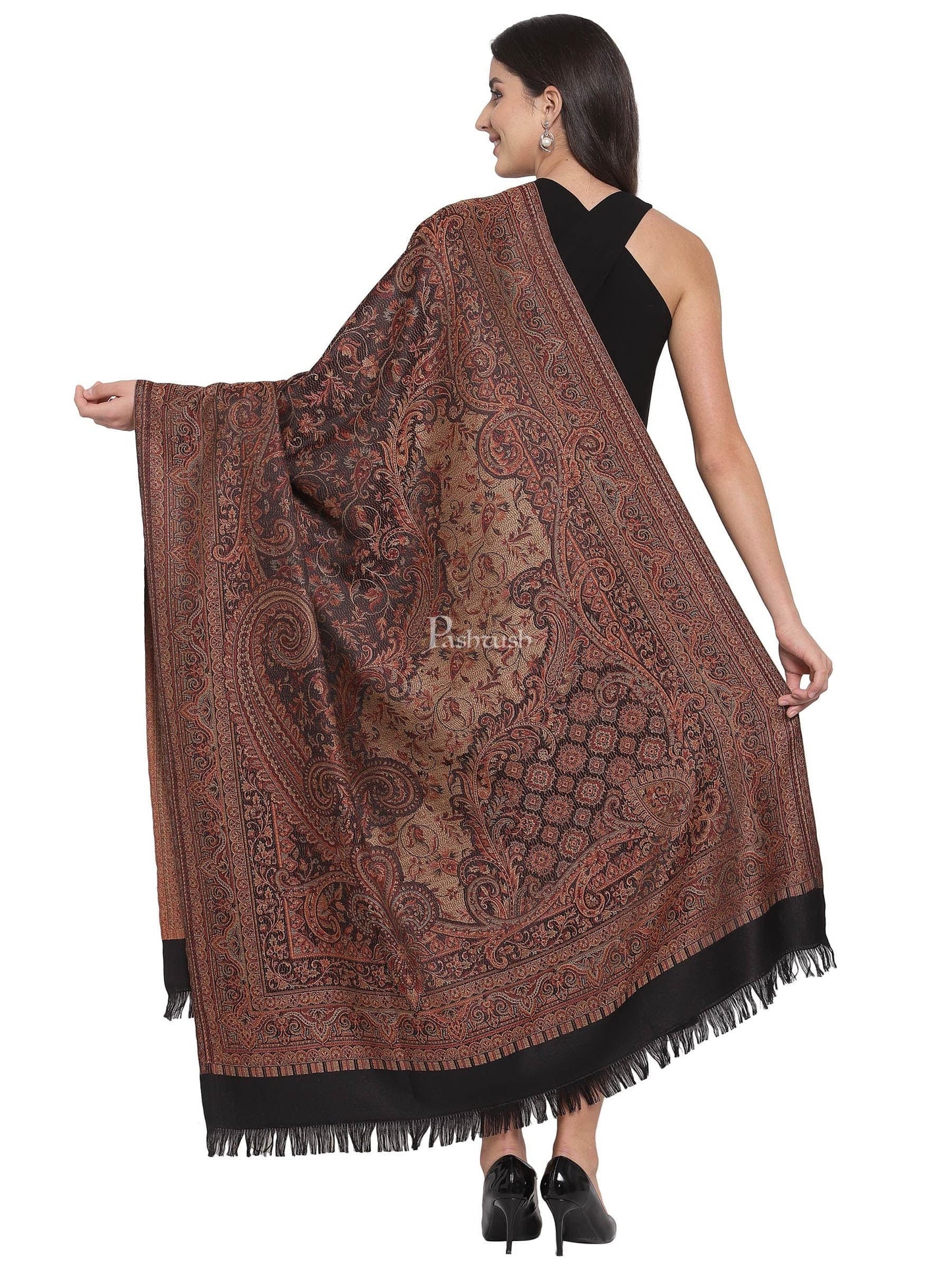 Pashtush India Womens Shawls Pashtush Women'S Jamawar Shawl, Black