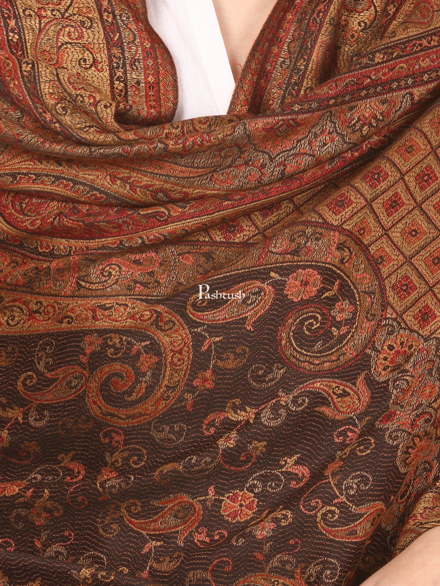 Pashtush India Womens Shawls Pashtush Women'S Jamawar Shawl, Black