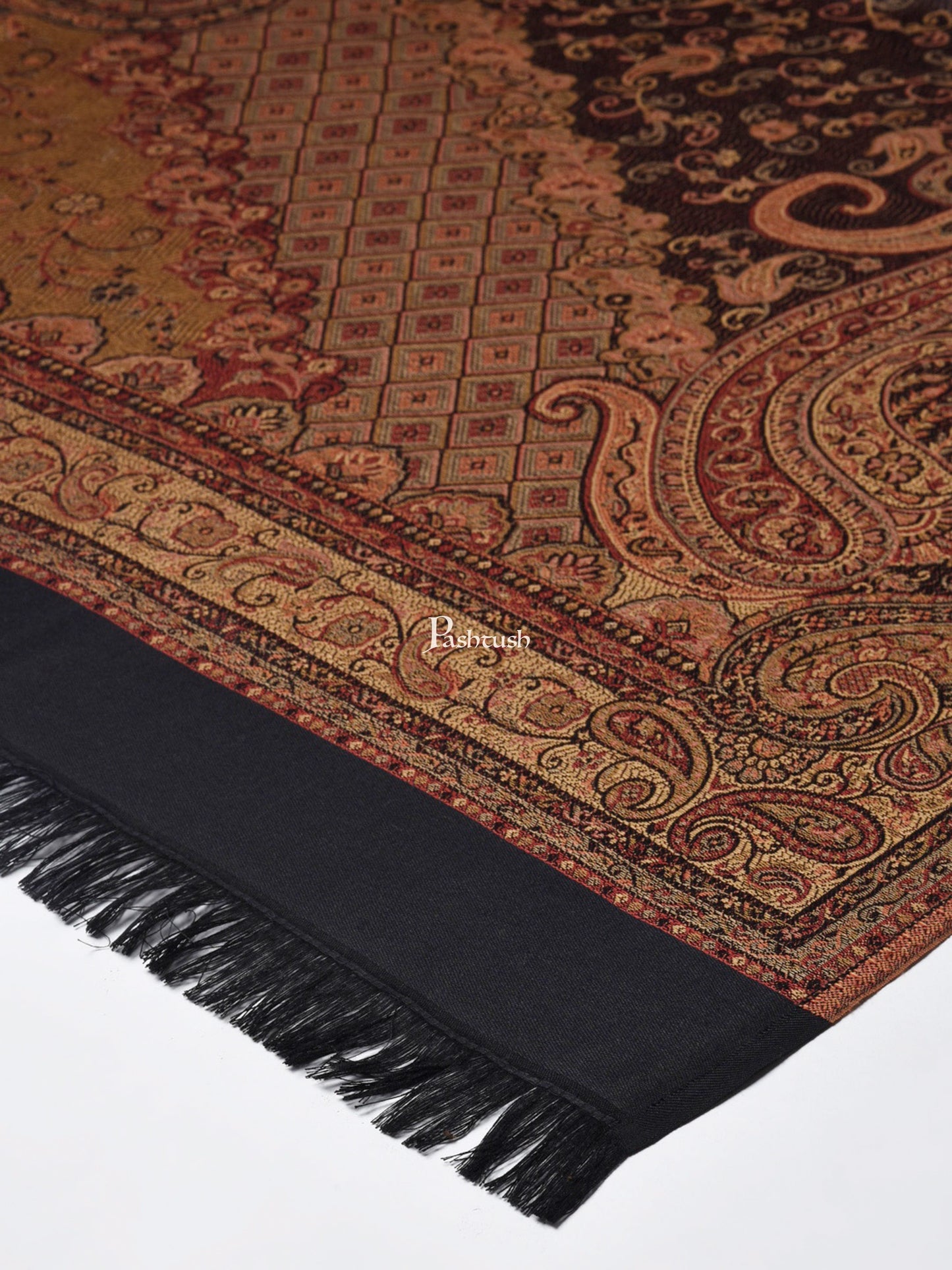 Pashtush India Womens Shawls Pashtush Women'S Jamawar Shawl, Black