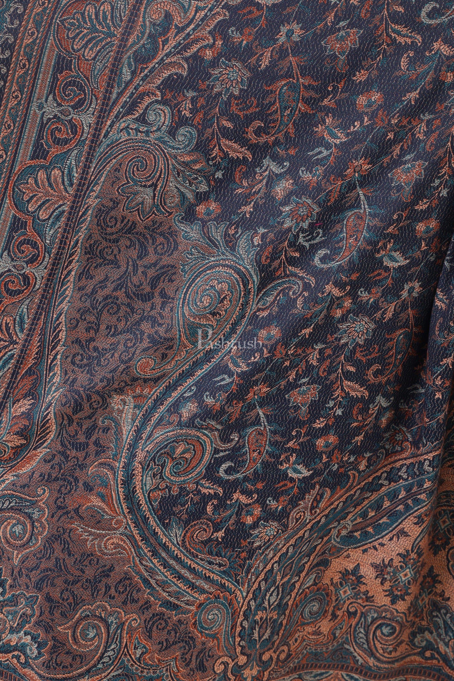 Pashtush India 100x200 Pashtush Women's Jamawar Shawl, Blue