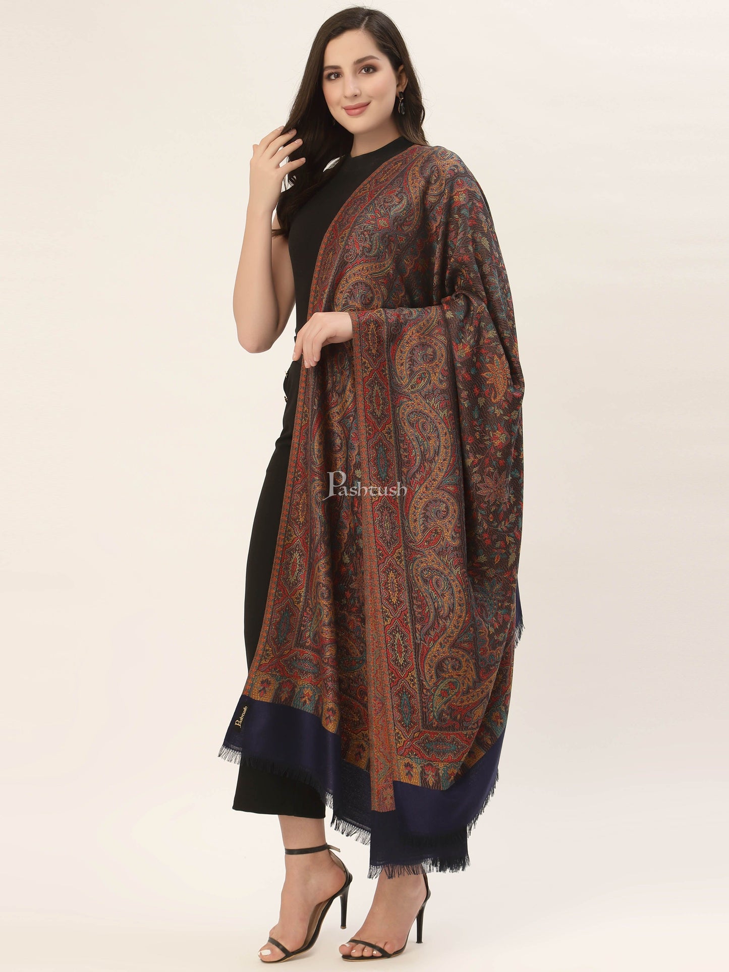 Pashtush India Womens Shawls Pashtush Women'S Jamawar Shawl, Faux Pashmina
