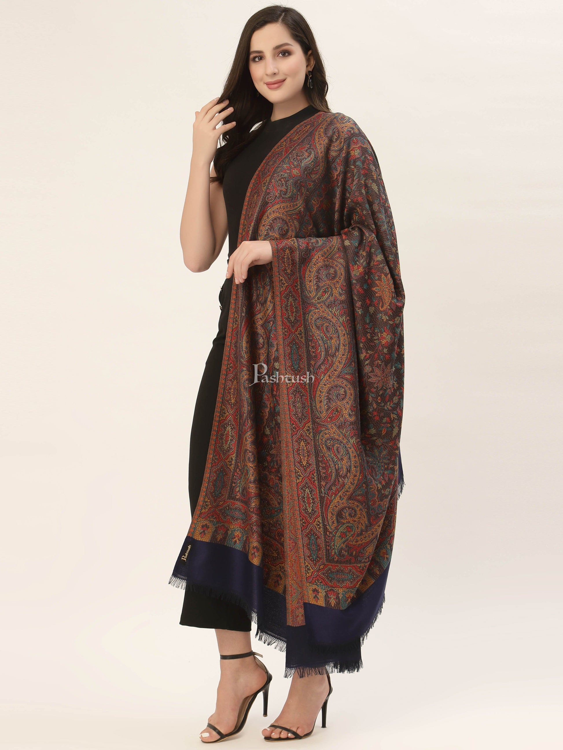 Pashtush India Womens Shawls Pashtush Women'S Jamawar Shawl, Faux Pashmina