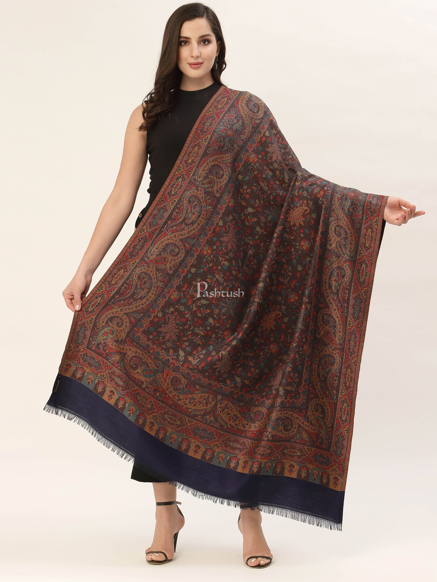 Pashtush India Womens Shawls Pashtush Women'S Jamawar Shawl, Faux Pashmina
