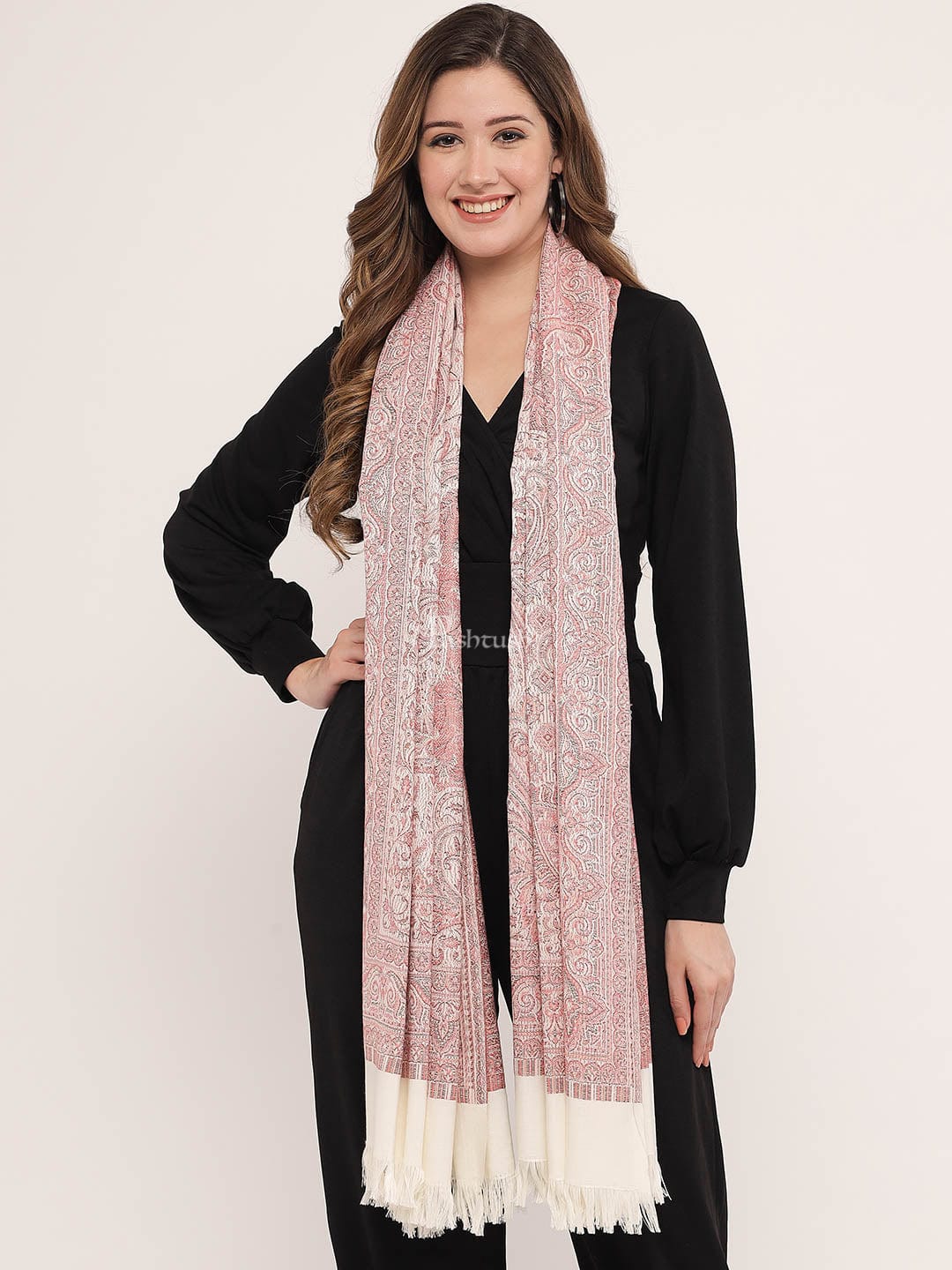 Pashtush India Womens Shawls Pashtush Women'S Jamawar Shawl, Ivory