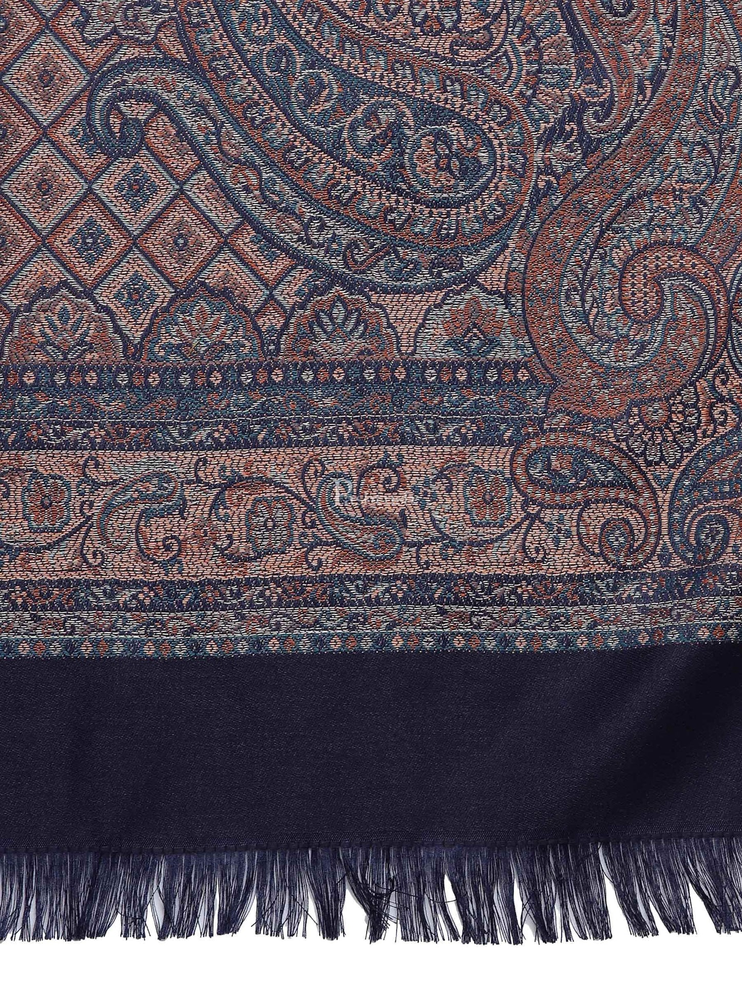 Pashtush India Womens Shawls Pashtush Women'S Jamawar Shawl, Navy Blue