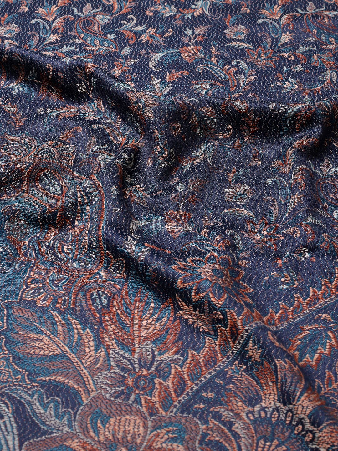 Pashtush India Womens Shawls Pashtush Women'S Jamawar Shawl, Navy Blue