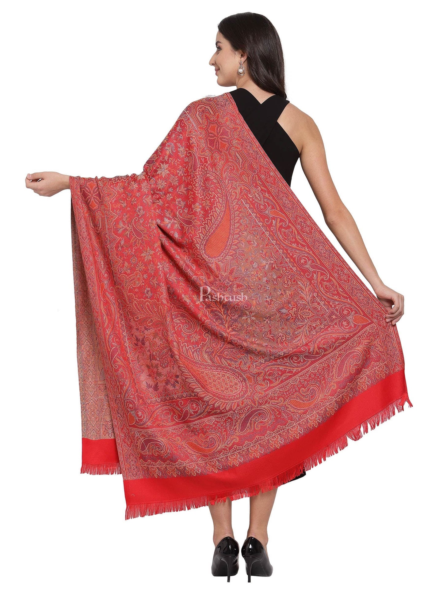 Pashtush India Womens Shawls Pashtush Women'S Jamawar Shawl, Red