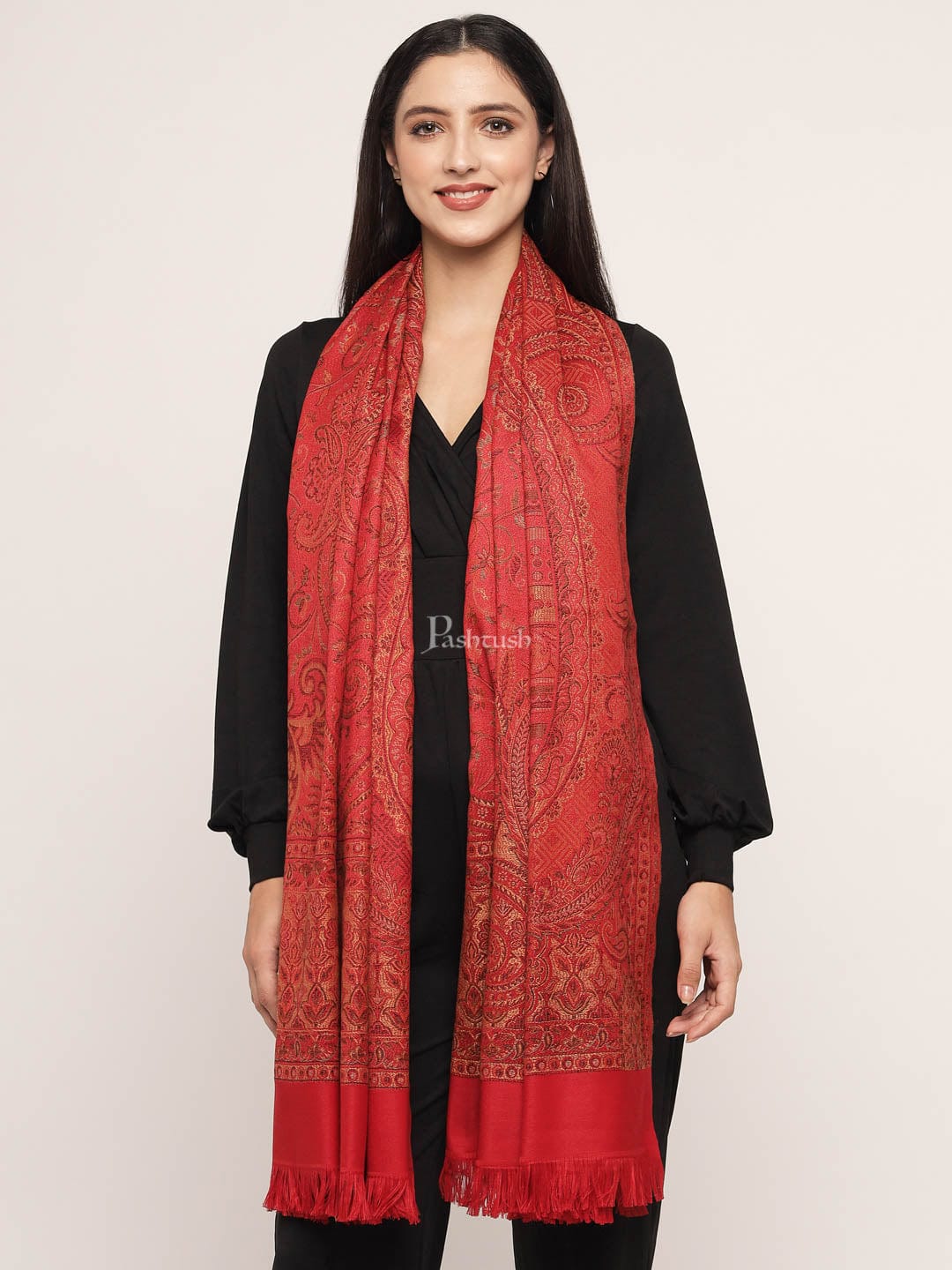 Pashtush India Womens Shawls Pashtush Women'S Jamawar Shawl, Red
