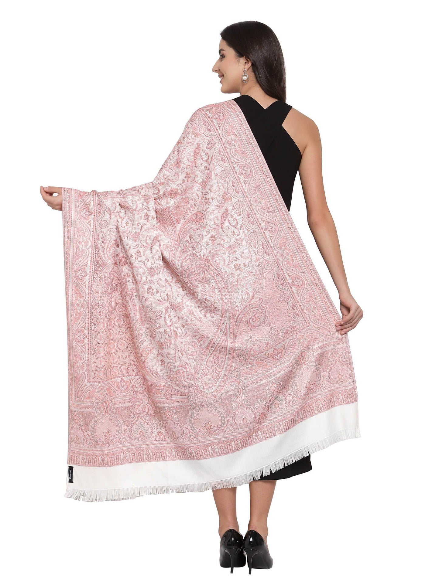 Pashtush India Womens Shawls Pashtush Women'S Jamawar Shawl, Salmon - Ivory