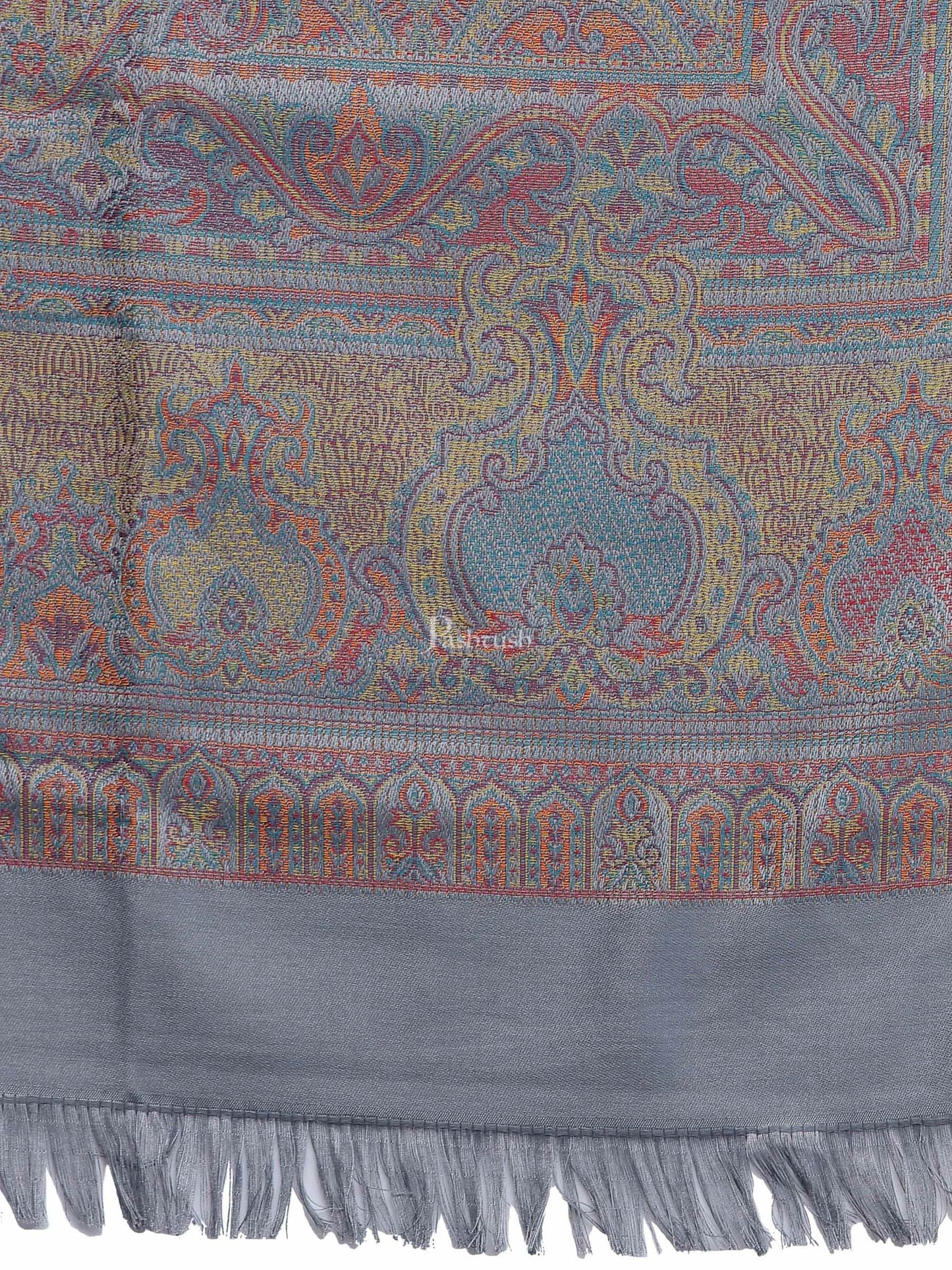 Pashtush India Womens Shawls Pashtush Women'S Jamawar Shawl, Slate Grey