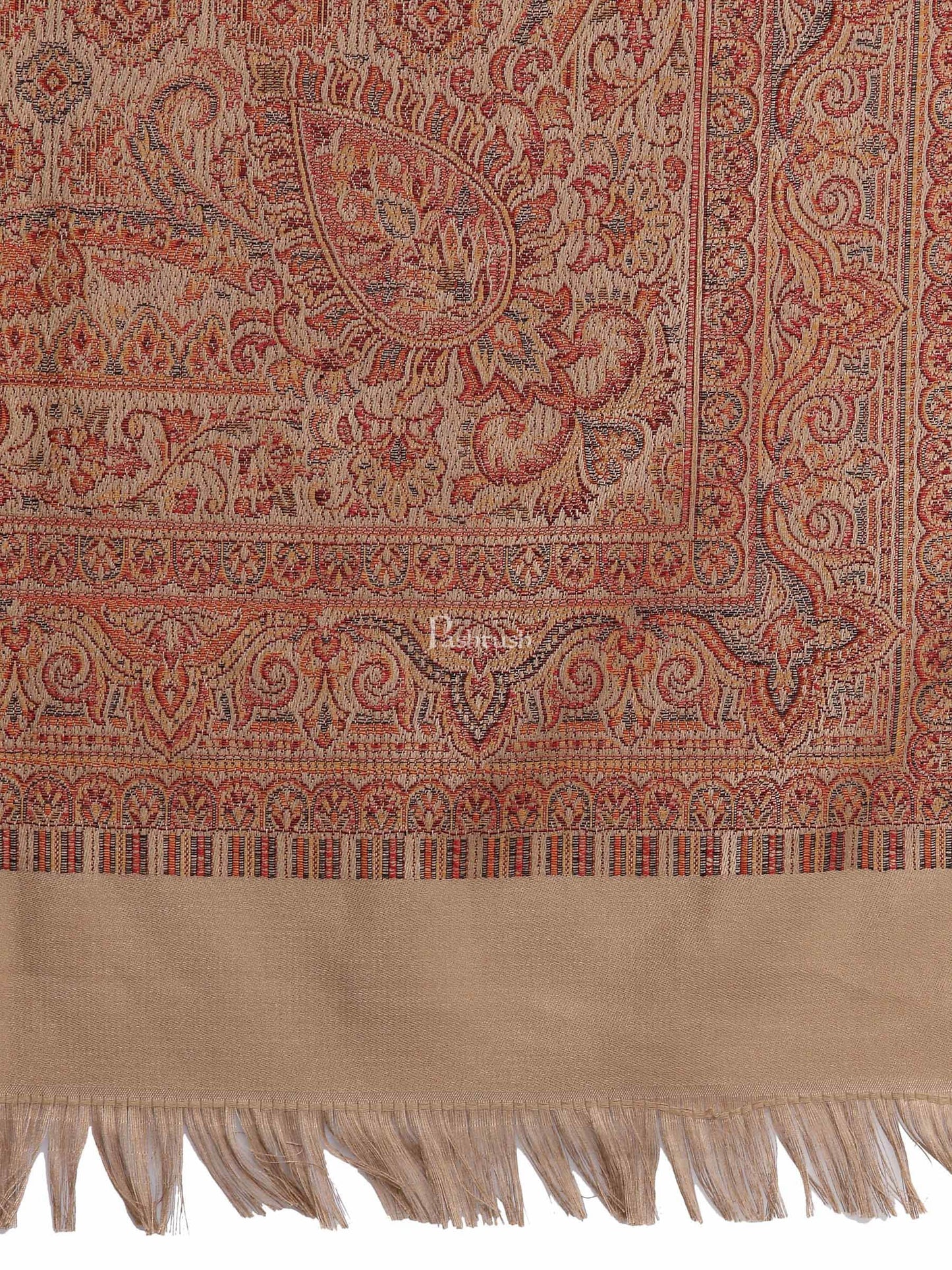 Pashtush India Womens Shawls Pashtush Women'S Jamawar Shawl, Soft And Warm Earthy Beige