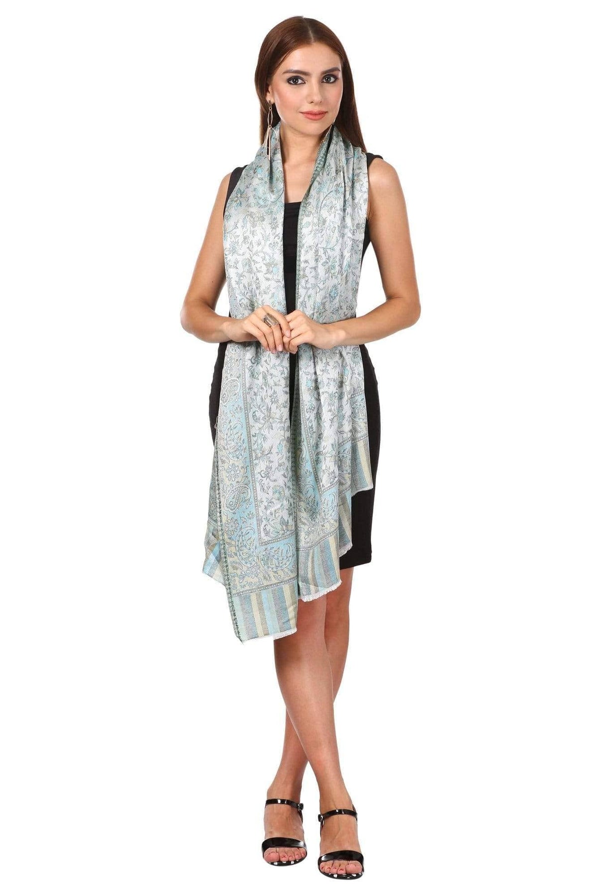 Pashtush India 70x200 Pashtush Women's Kaani Design, Soft Bamboo Scarf, Casual Stole, Sea Green