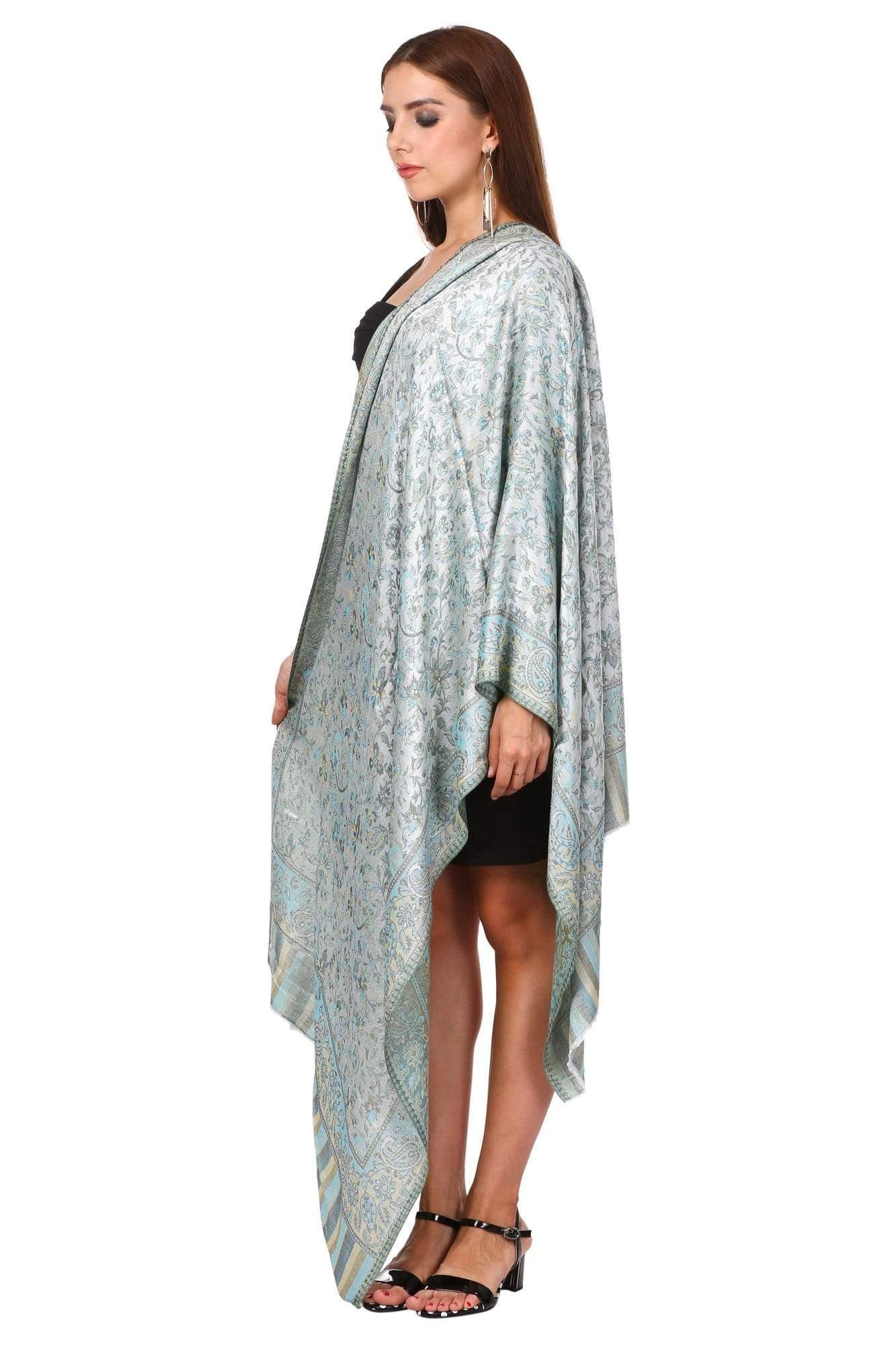 Pashtush India 70x200 Pashtush Women's Kaani Design, Soft Bamboo Scarf, Casual Stole, Sea Green