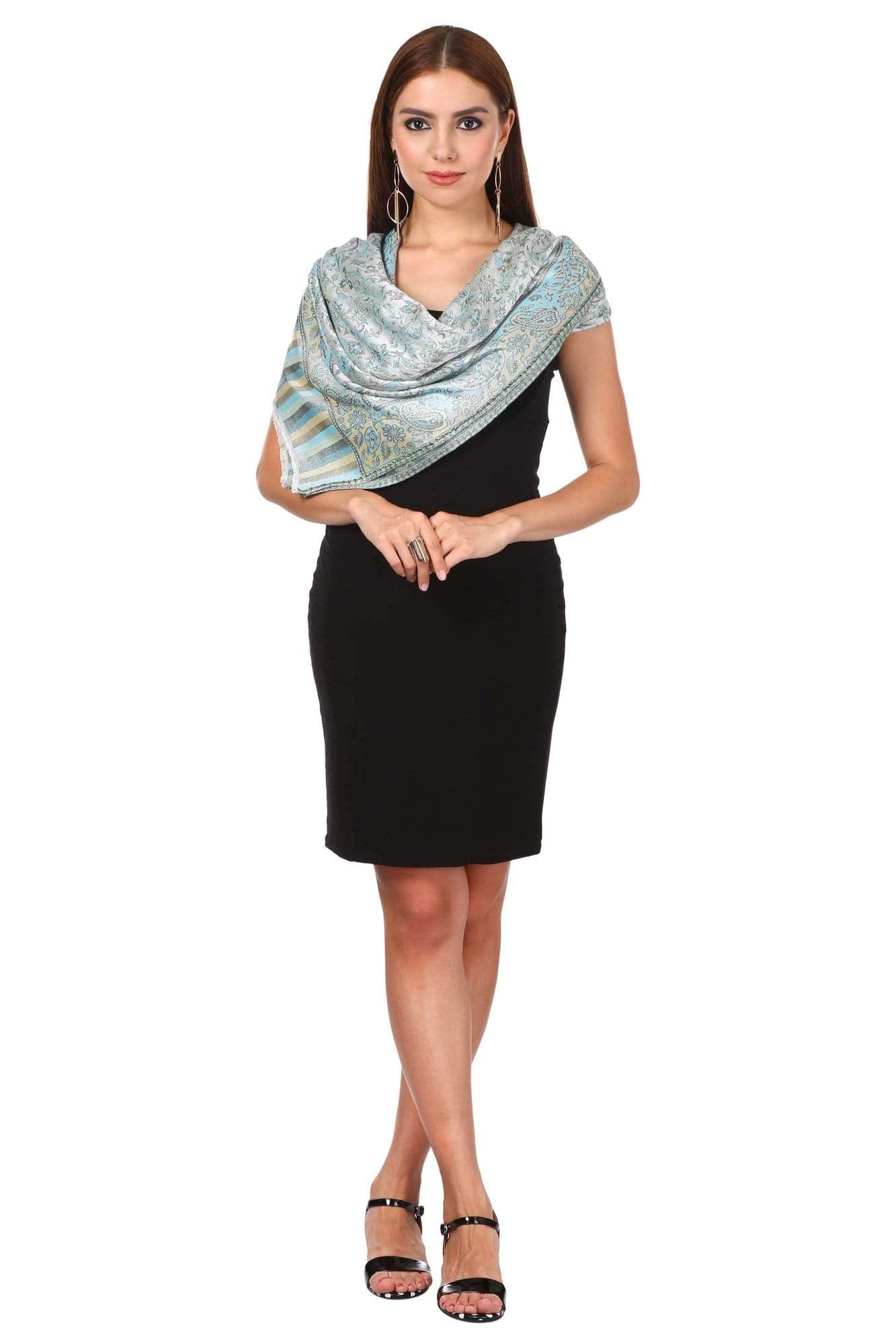 Pashtush India 70x200 Pashtush Women's Kaani Design, Soft Bamboo Scarf, Casual Stole, Sea Green
