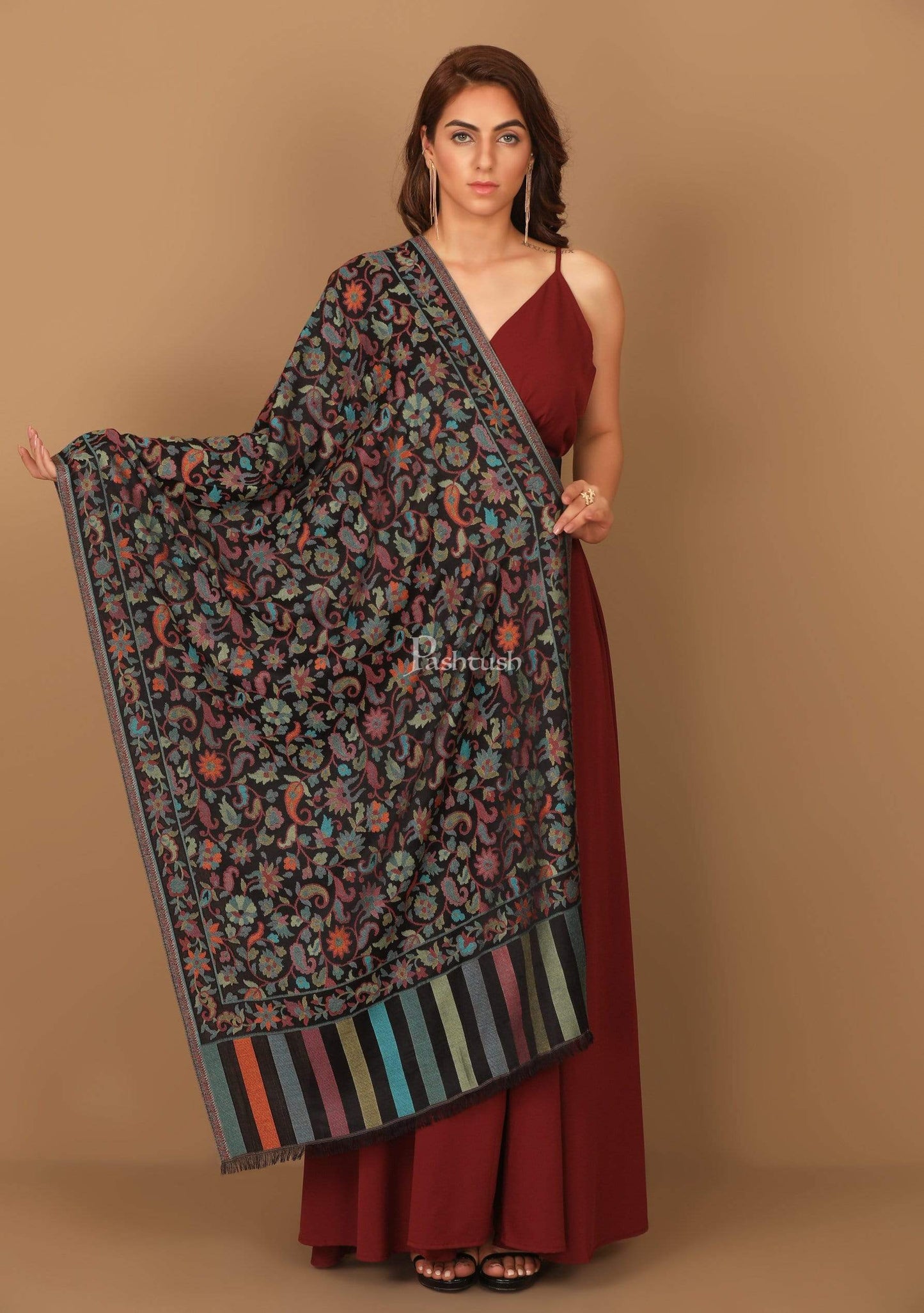Pashtush Shawl Store Stole Pashtush Women's Kaani Design, Soft Bamboo Scarf, Casual Stoles - Multicoloured