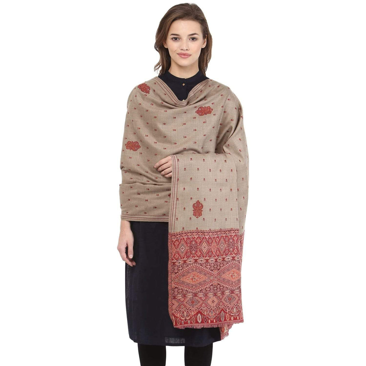 Pashtush Women'S Embroidery Shawl, Jacquard Palla, Needlework