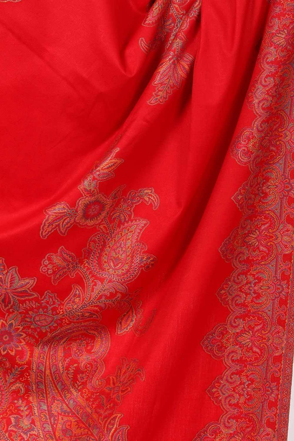 Pashtush India 100x200 Pashtush Women's Kashmiri Jacquard Ambi Shawl, Warm and soft, Faux Pashmina - Red