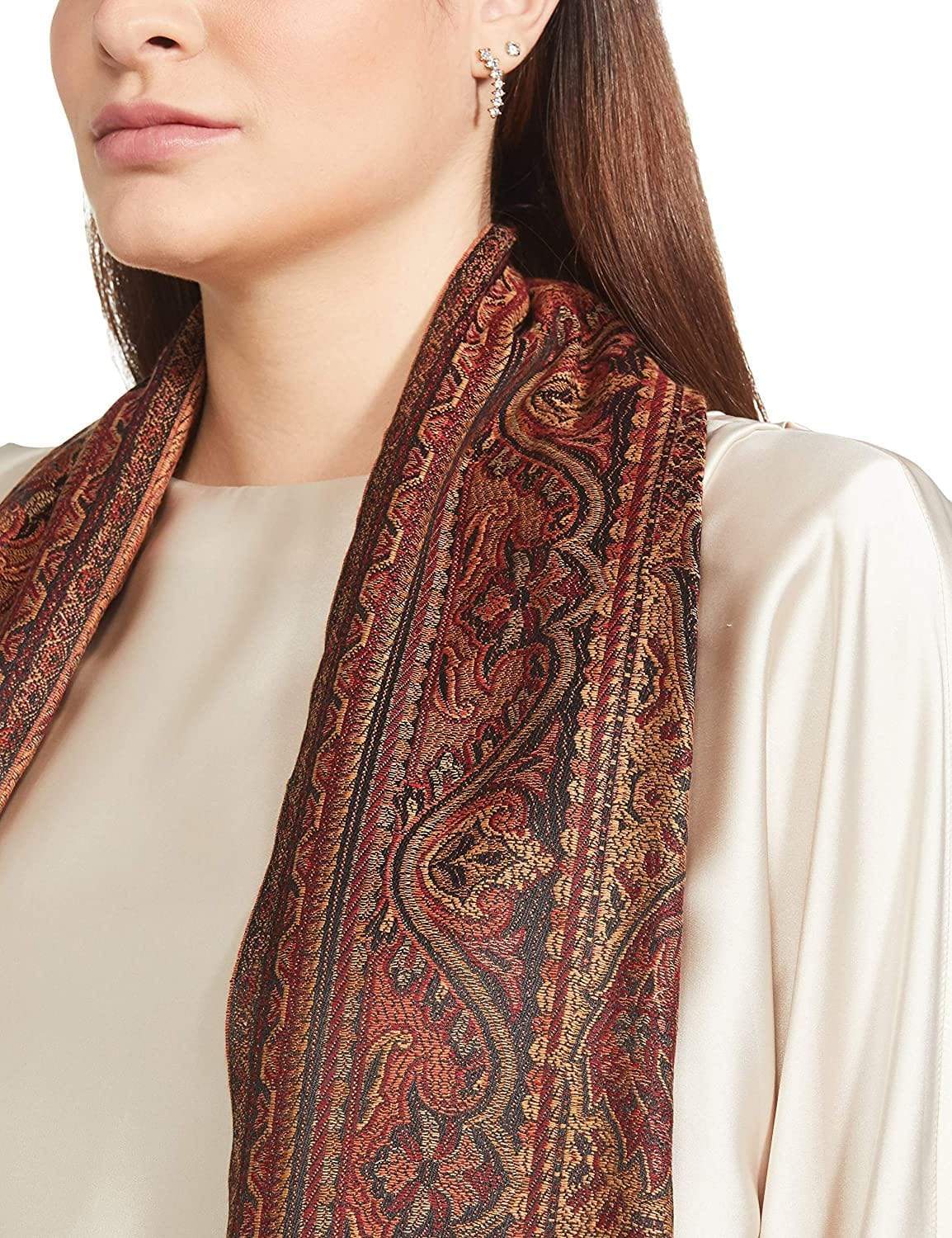 Pashtush India 100x200 Pashtush Women's Kashmiri Jamawar Shawl, Coffee