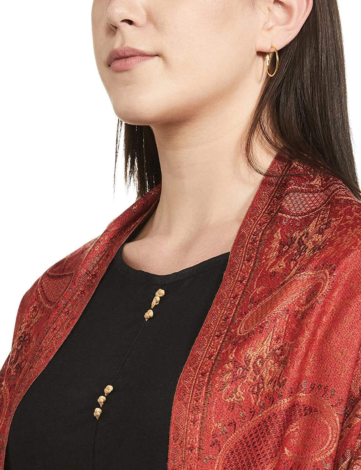 Pashtush India 100x200 Pashtush Women's Kashmiri Jamawar Shawl, Faux Pashmina, Red