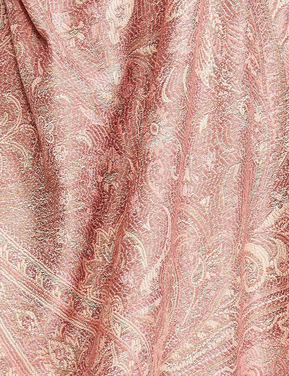 Pashtush India 100x200 Pashtush Women's Kashmiri Jamawar Shawl, Salmon - Ivory