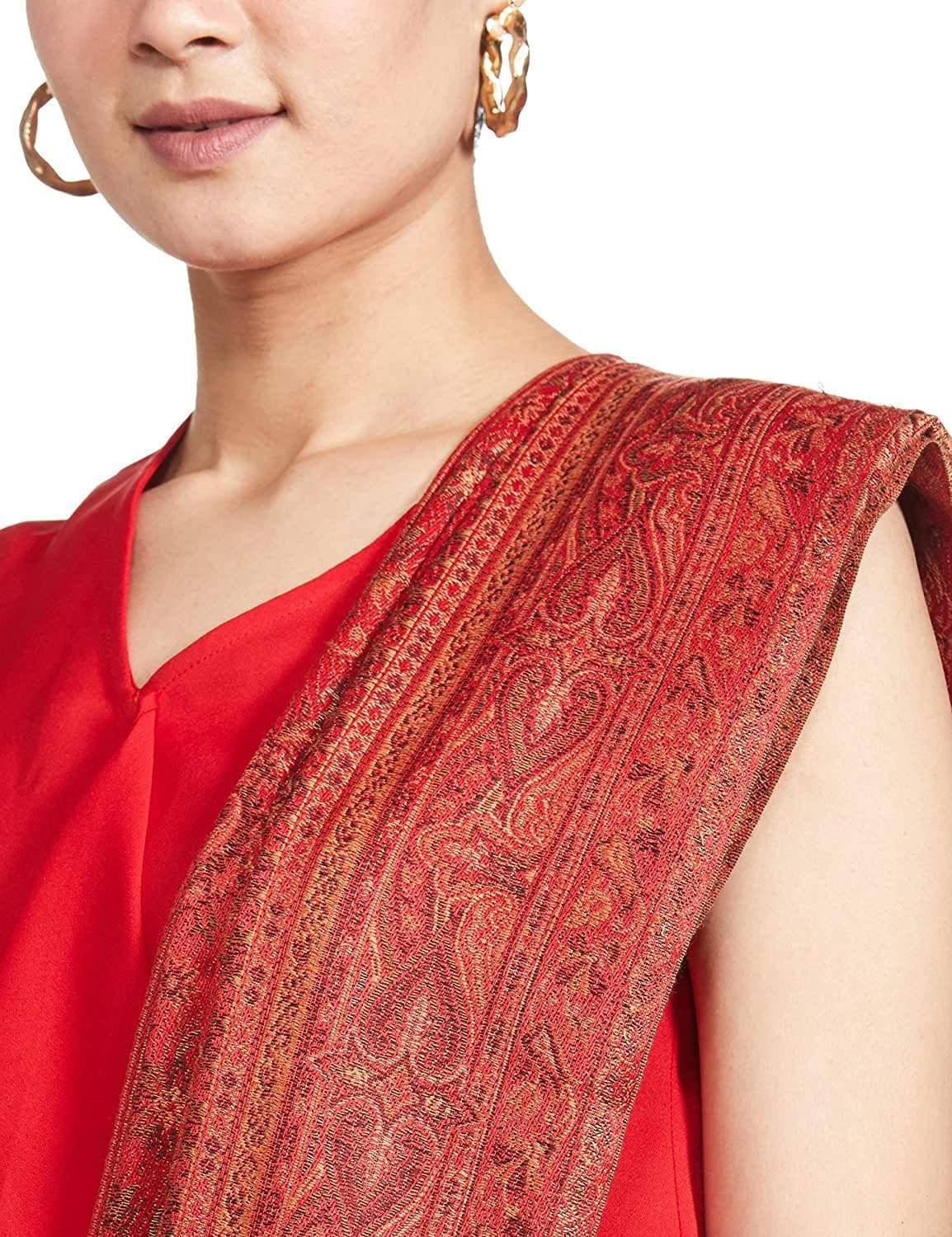 Pashtush India 100x200 Pashtush Women's Kashmiri Jamawar Shawl, Scarlet Red
