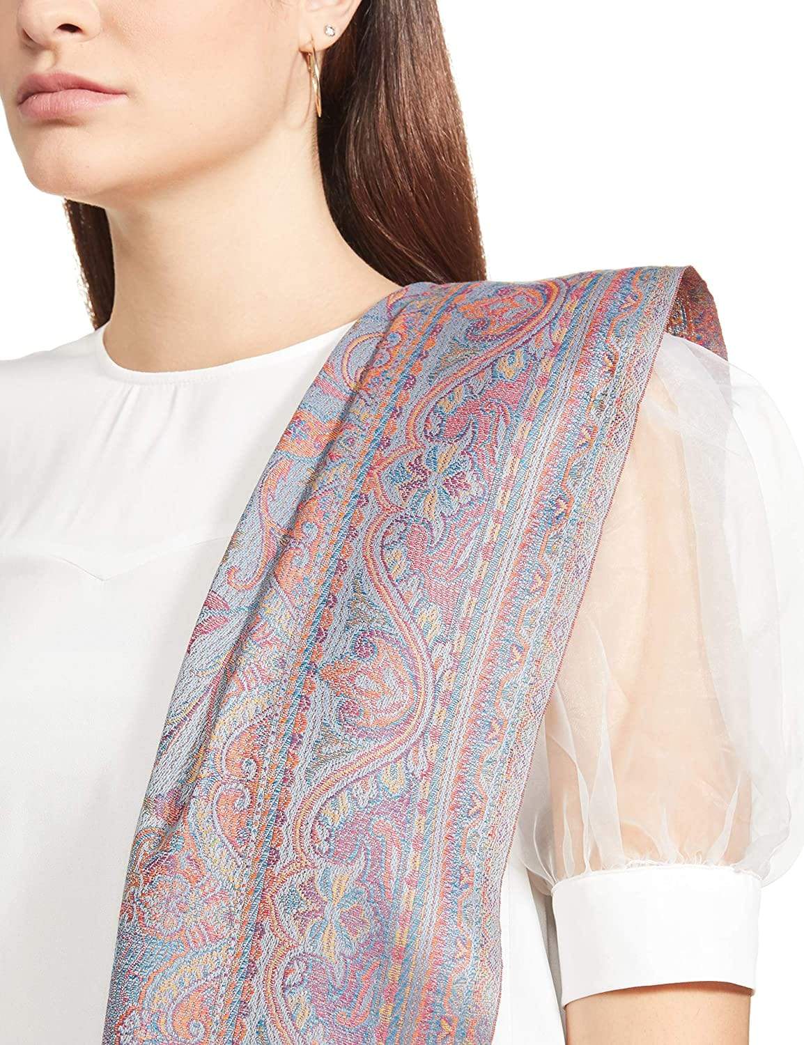 Pashtush India 100x200 Pashtush Women's Kashmiri Jamawar Shawl, Slate Grey
