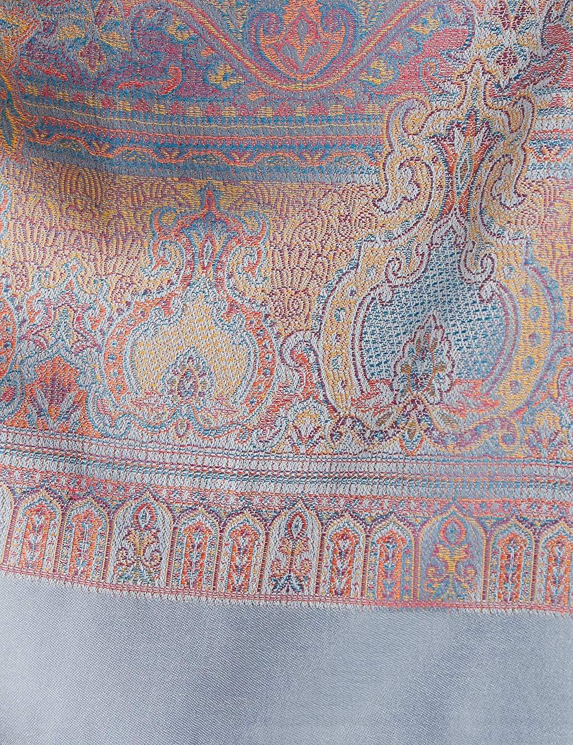 Pashtush India 100x200 Pashtush Women's Kashmiri Jamawar Shawl, Slate Grey