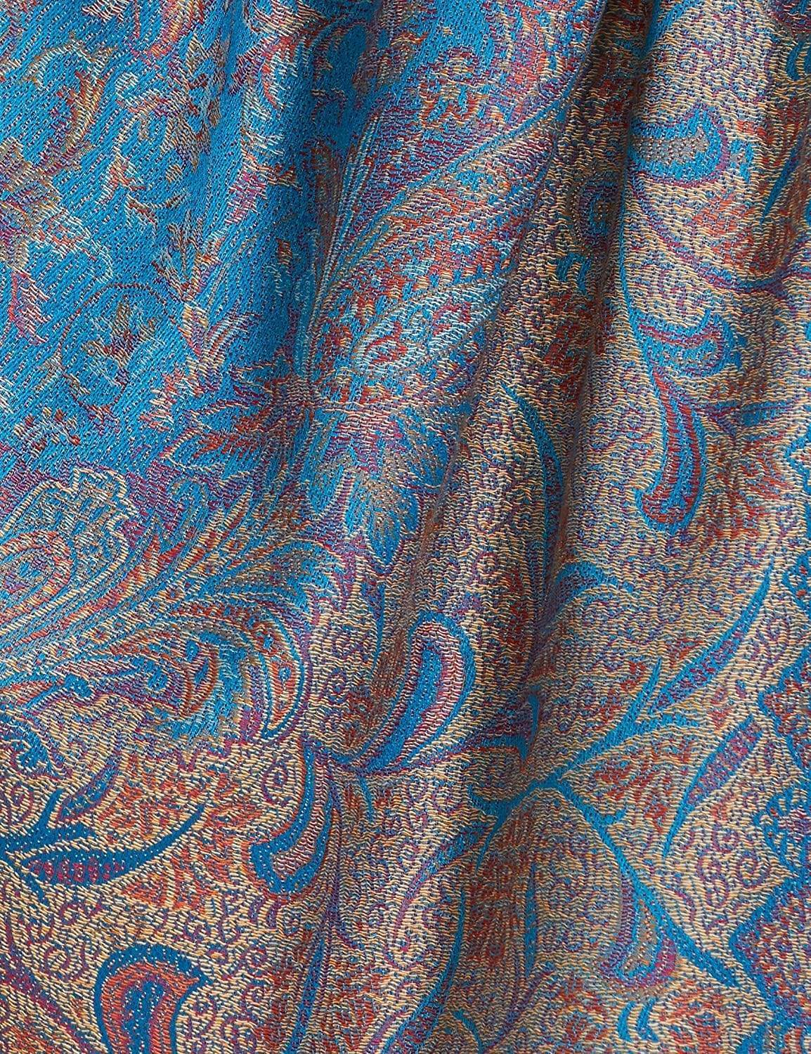 Pashtush India 100x200 Pashtush Women's Kashmiri Shawl, Faux Pashmina Design, Arabic Blue