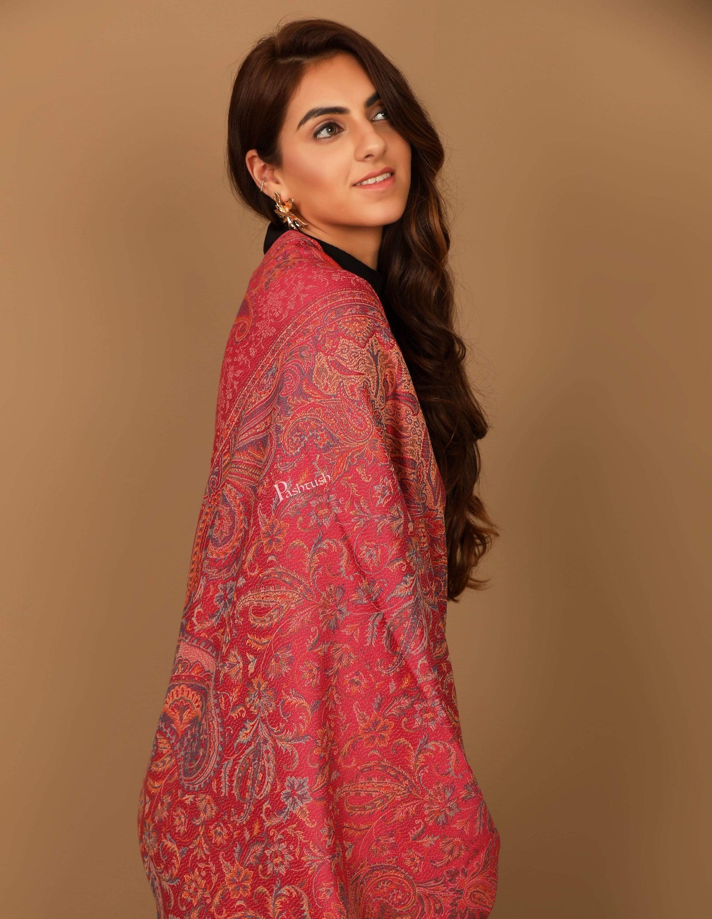 Pashtush India Shawl Pashtush Women's Kashmiri Shawl, Faux Pashmina Design, Fuchsia