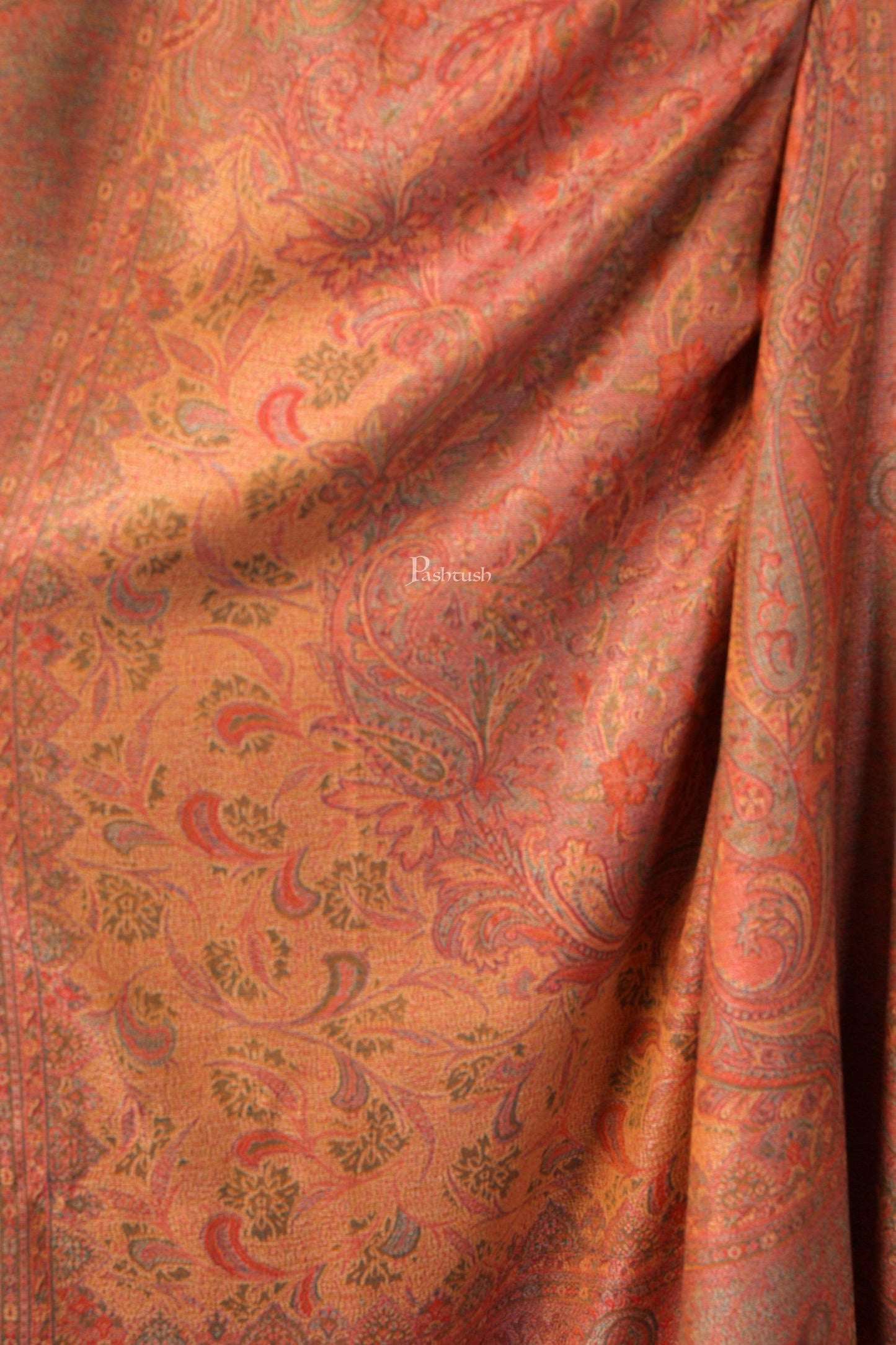Pashtush India 100x200 Pashtush Women's Kashmiri Shawl, Faux Pashmina Design, Mustard