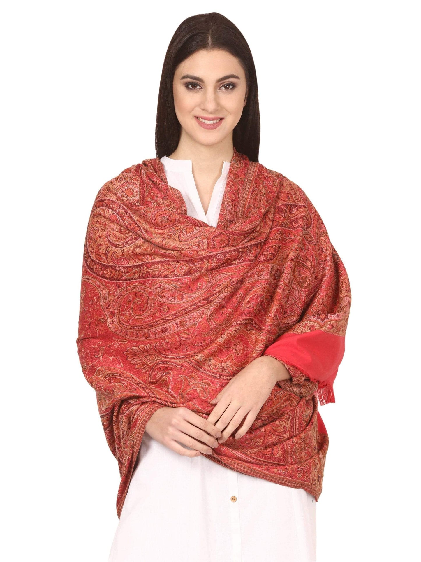 Pashtush India 100x200 Pashtush Women's Kashmiri Shawl, Faux Pashmina Design, Pink