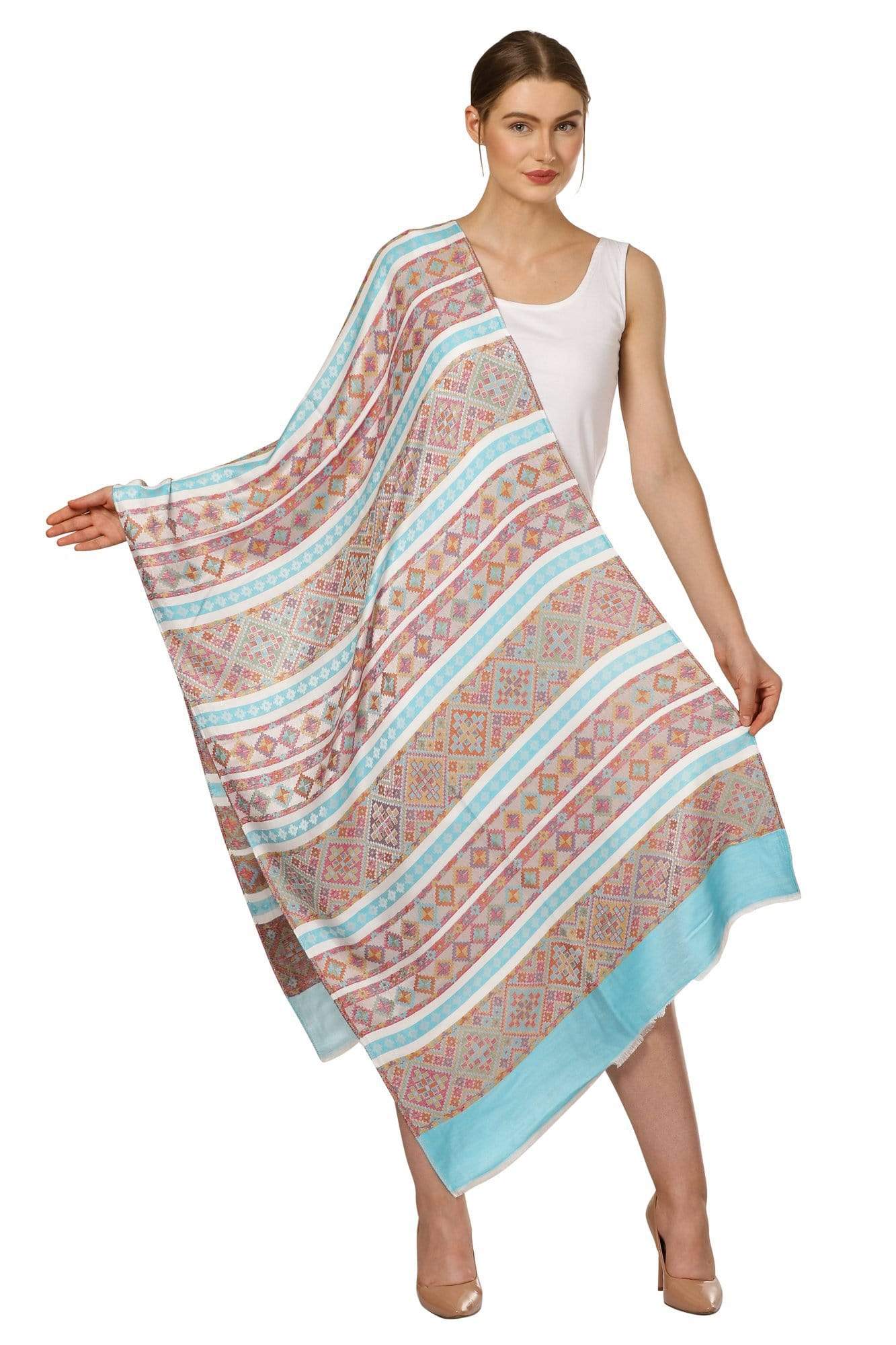 Pashtush India 70x200 Pashtush Women's Multicoloured Bamboo Scarf, Aztec Collection