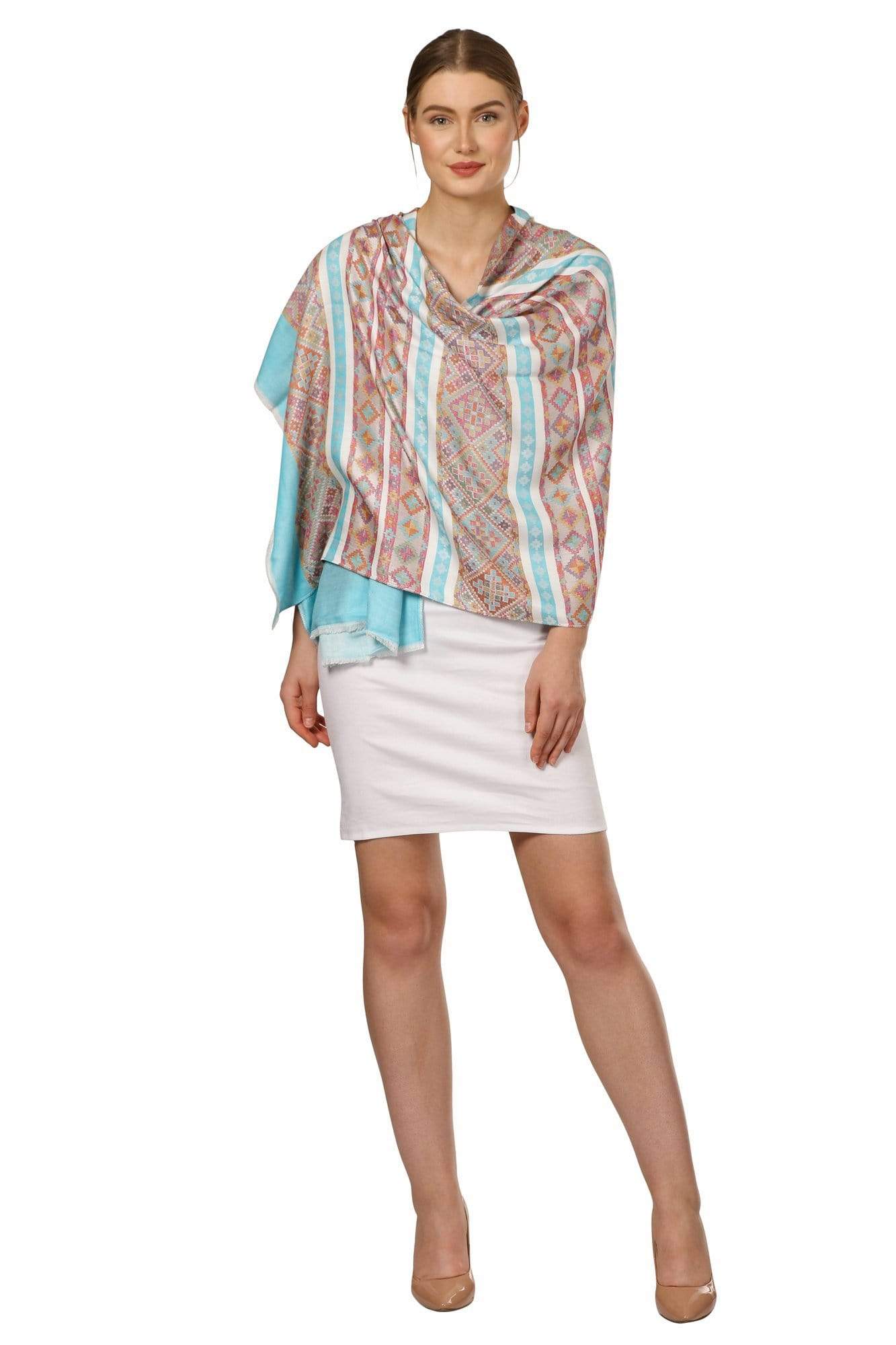Pashtush India 70x200 Pashtush Women's Multicoloured Bamboo Scarf, Aztec Collection