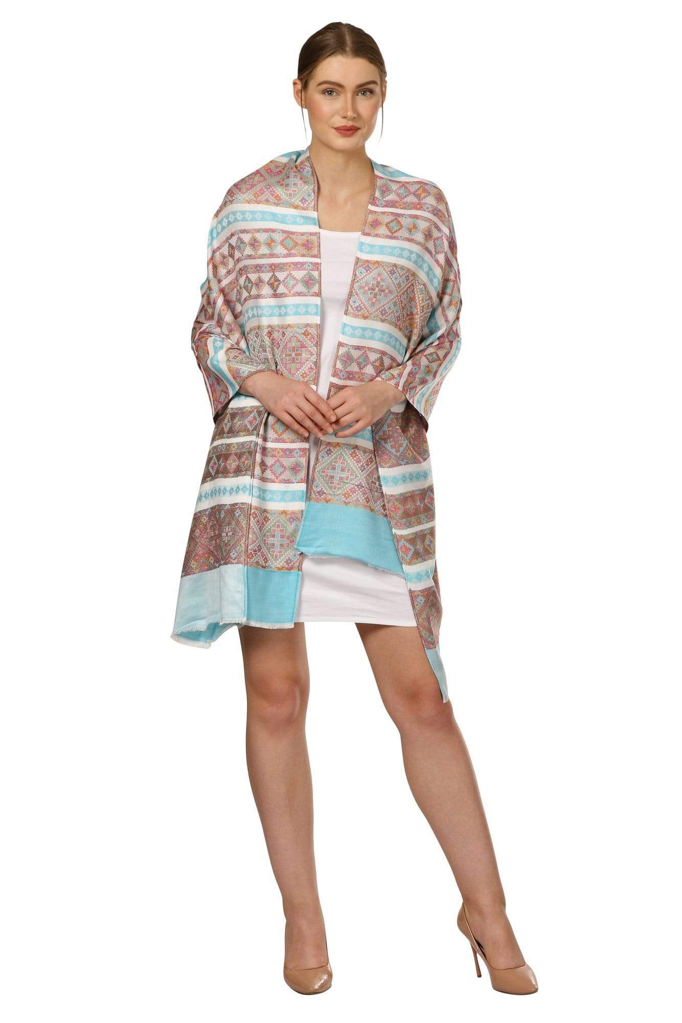 Pashtush India 70x200 Pashtush Women's Multicoloured Bamboo Scarf, Aztec Collection