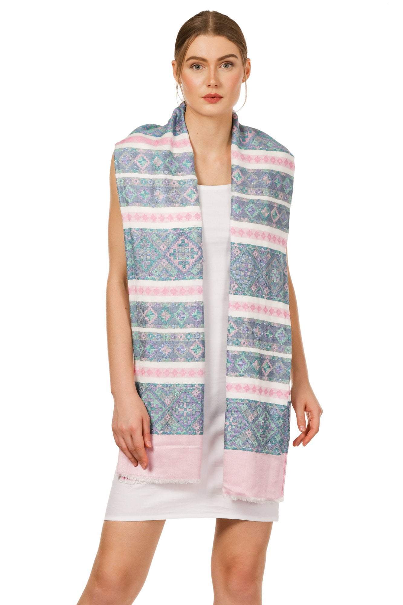 Pashtush Women'S Multicoloured Soft Bamboo Scarf, Aztec Collection