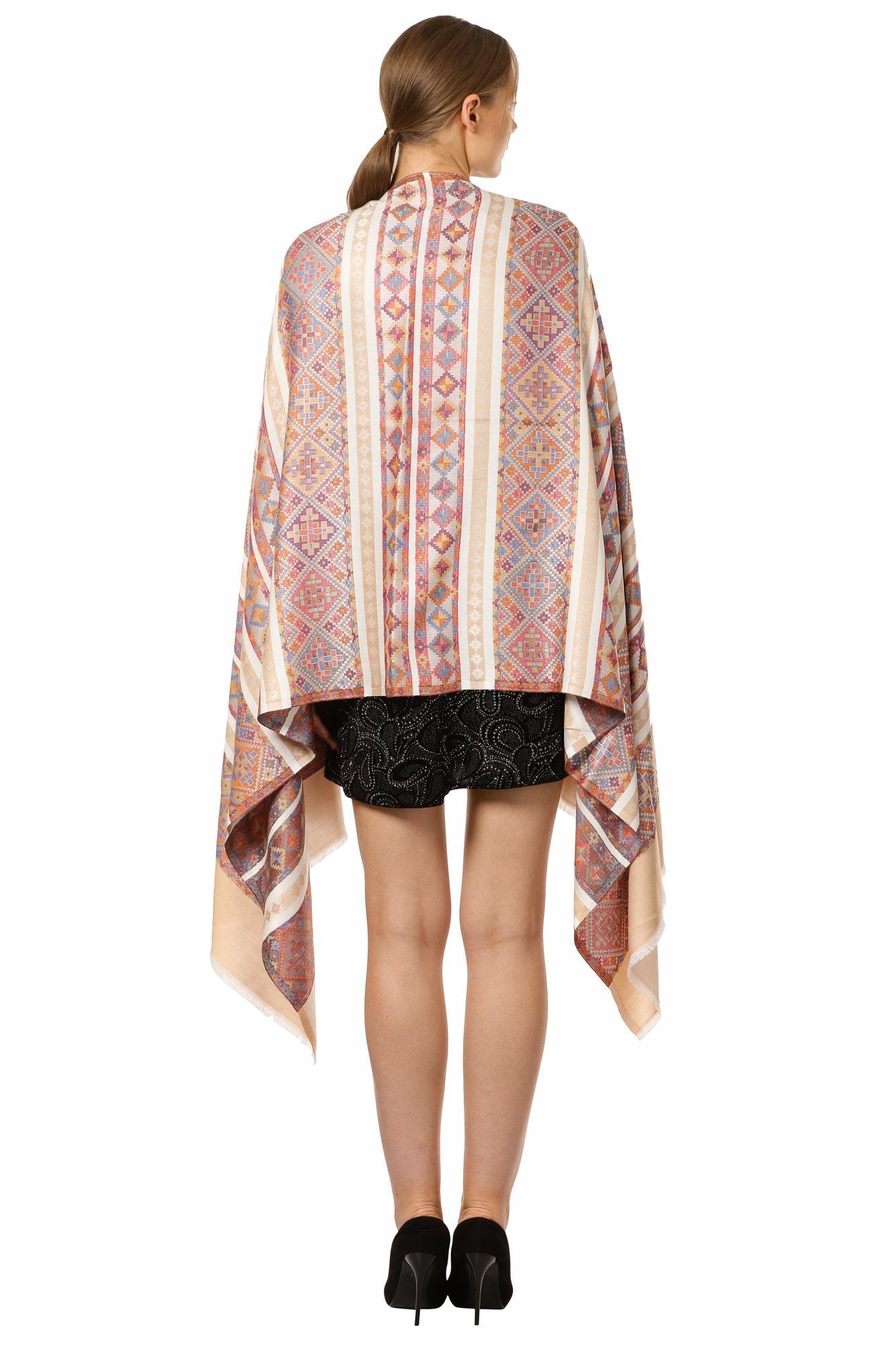 Pashtush Shawl Store Stole Pashtush Women's Multicoloured Bamboo Scarf, Aztec Collection, Beige