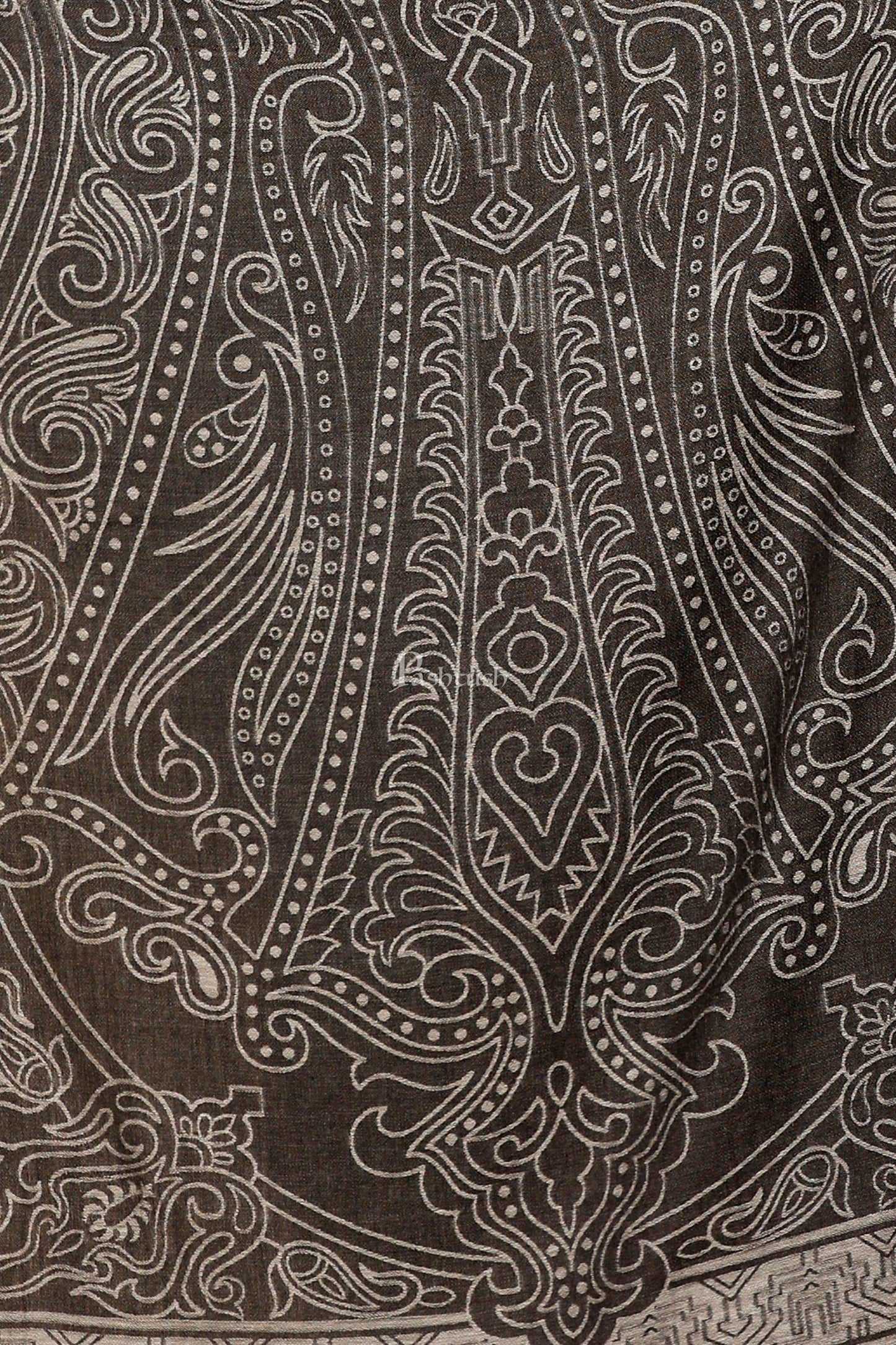 Pashtush Shawl Store Stole Pashtush Women's Paisley Design, Soft Bamboo Scarf, Black and Grey
