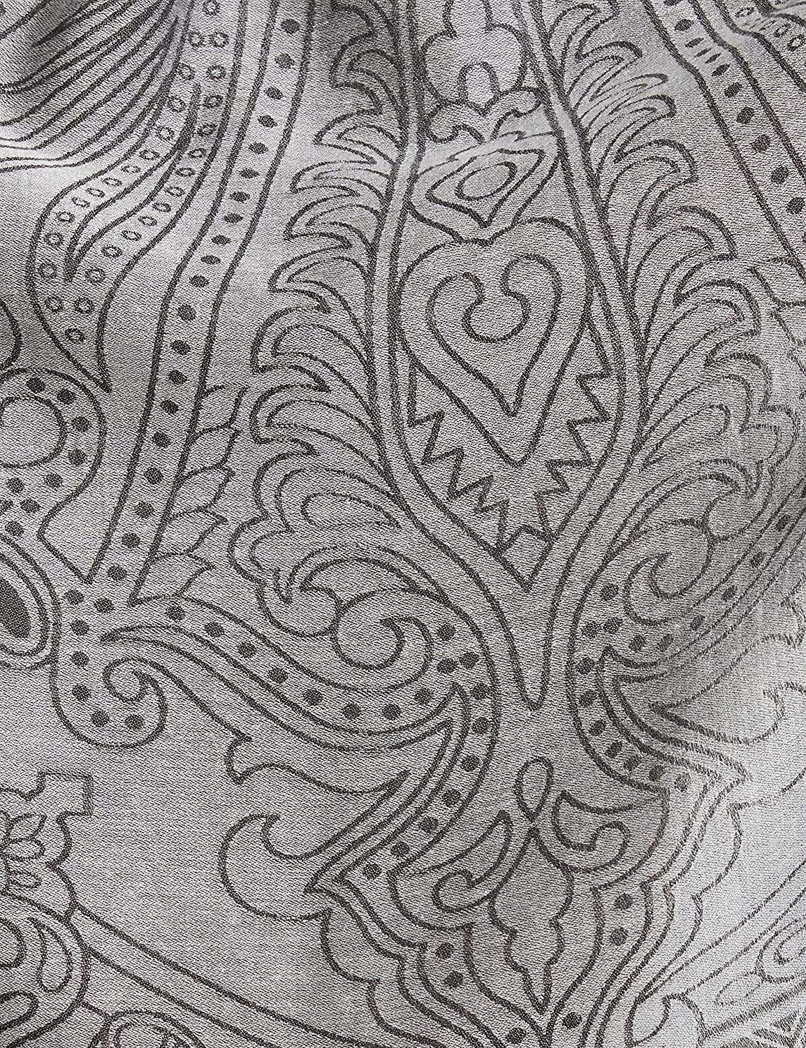 Pashtush India 70x200 Pashtush Women's Paisley Design, Soft Bamboo Scarf, Black and Grey