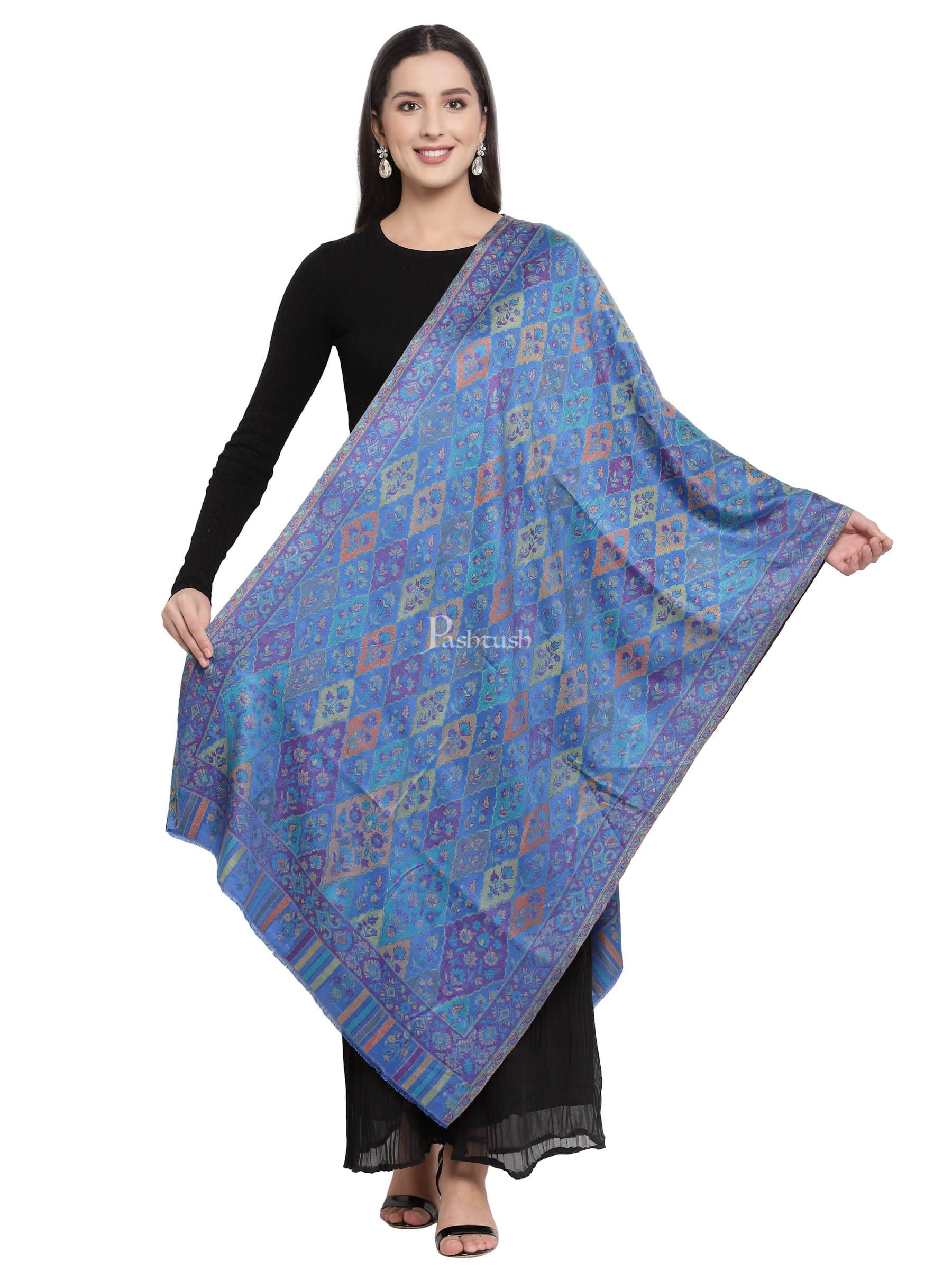 Pashtush India Womens Stoles and Scarves Scarf Pashtush Women'S Paisley Design, Soft Bamboo Scarf, Blue