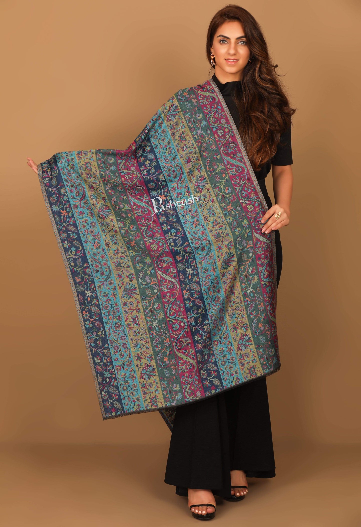 Pashtush Shawl Store Stole Pashtush Women's Paisley Design, Soft Bamboo Scarf, Multi Coloured