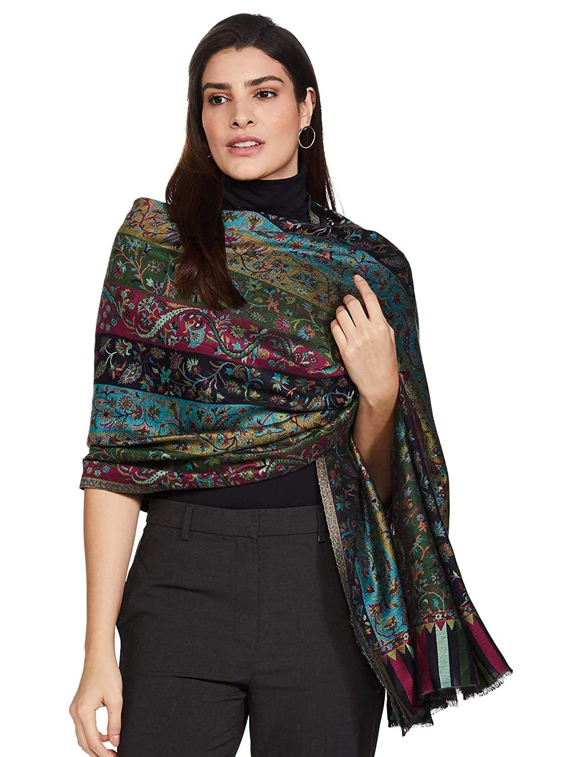 Pashtush India 70x200 Pashtush Women's Paisley Design, Soft Bamboo Scarf, Multi Coloured