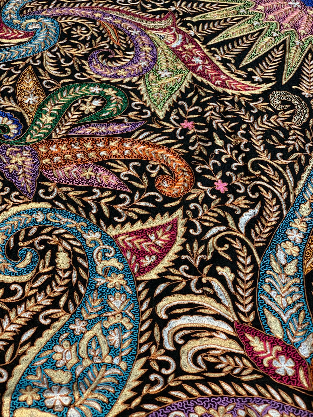 Pashtush India Womens Shawls Pashtush Women's Pure Pashmina Shawl, Kashmiri Tilla Work, Handloom, Multicoloured