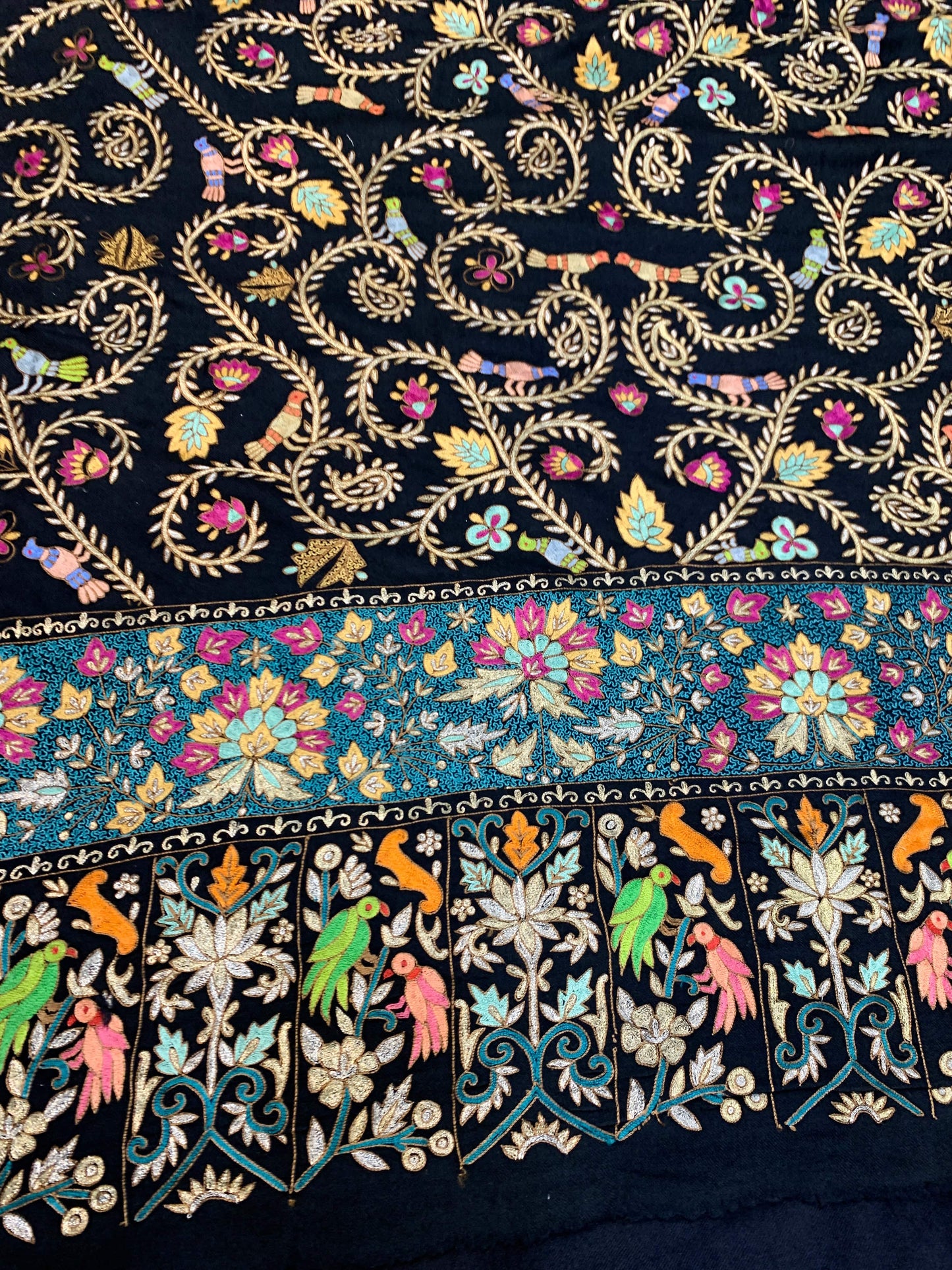 Pashtush India Womens Shawls Pashtush Women's Pure Pashmina Shawl, Kashmiri Tilla Work, Handloom Shawl.