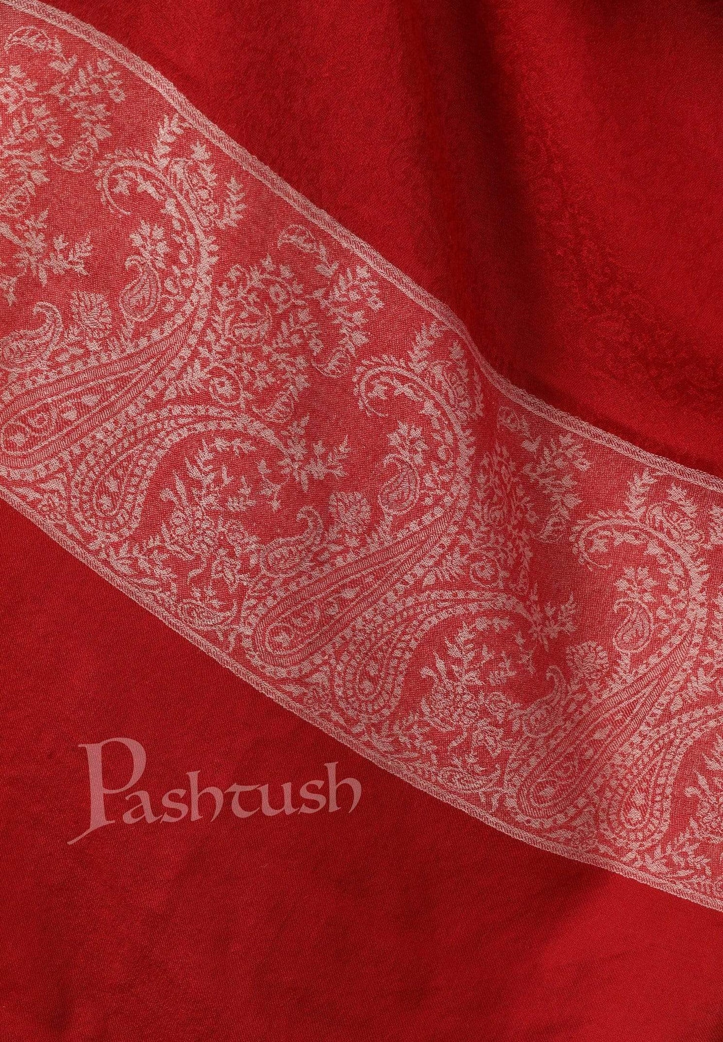 Pashtush Store Stole Pashtush Women's Reversible Fine Wool Stole Scarf - Maroon