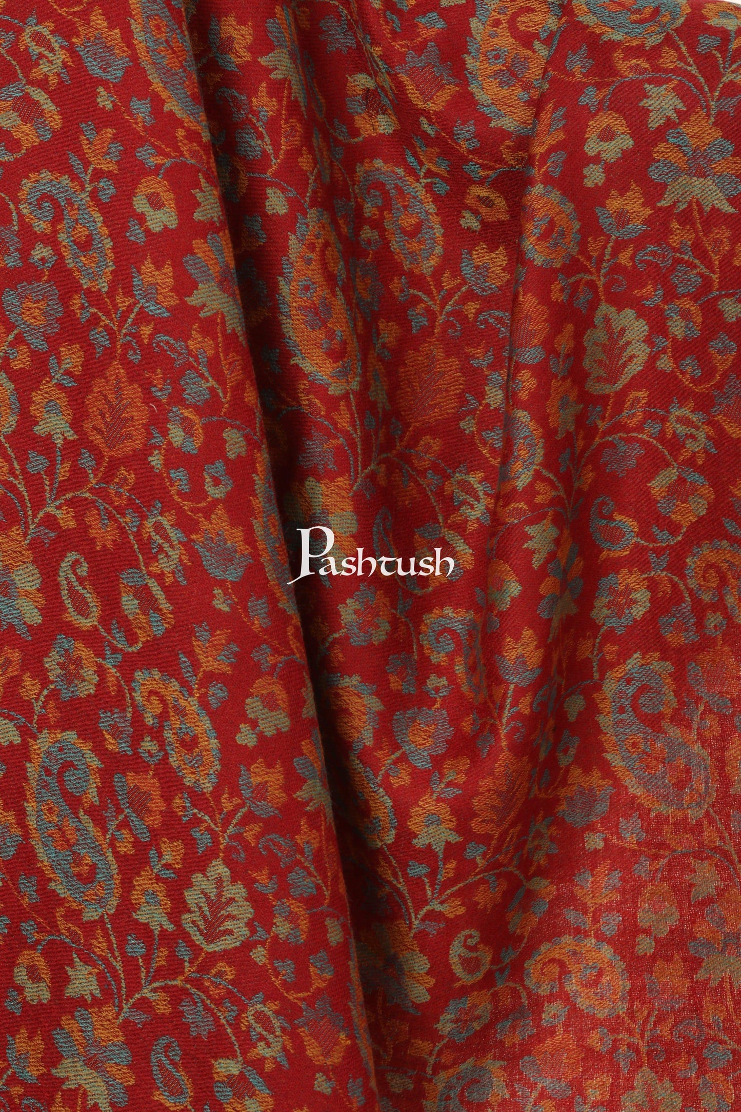 Pashtush Store Stole Pashtush Women's Reversible Stole, Chanting Paisley Weave Scarf, Crimson Maroon