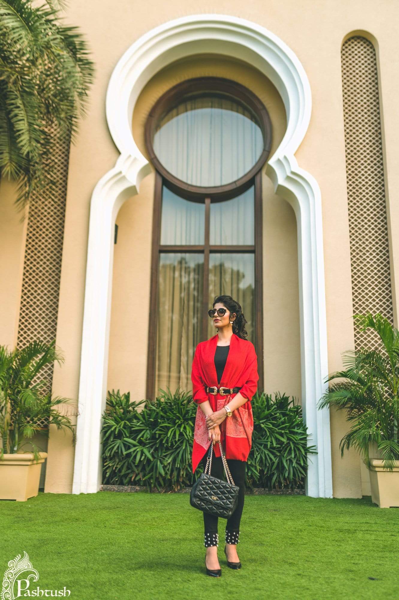 Pashtush Store Stole Pashtush Women's Reversible Stole, Chanting Paisley Weave Scarf, Red