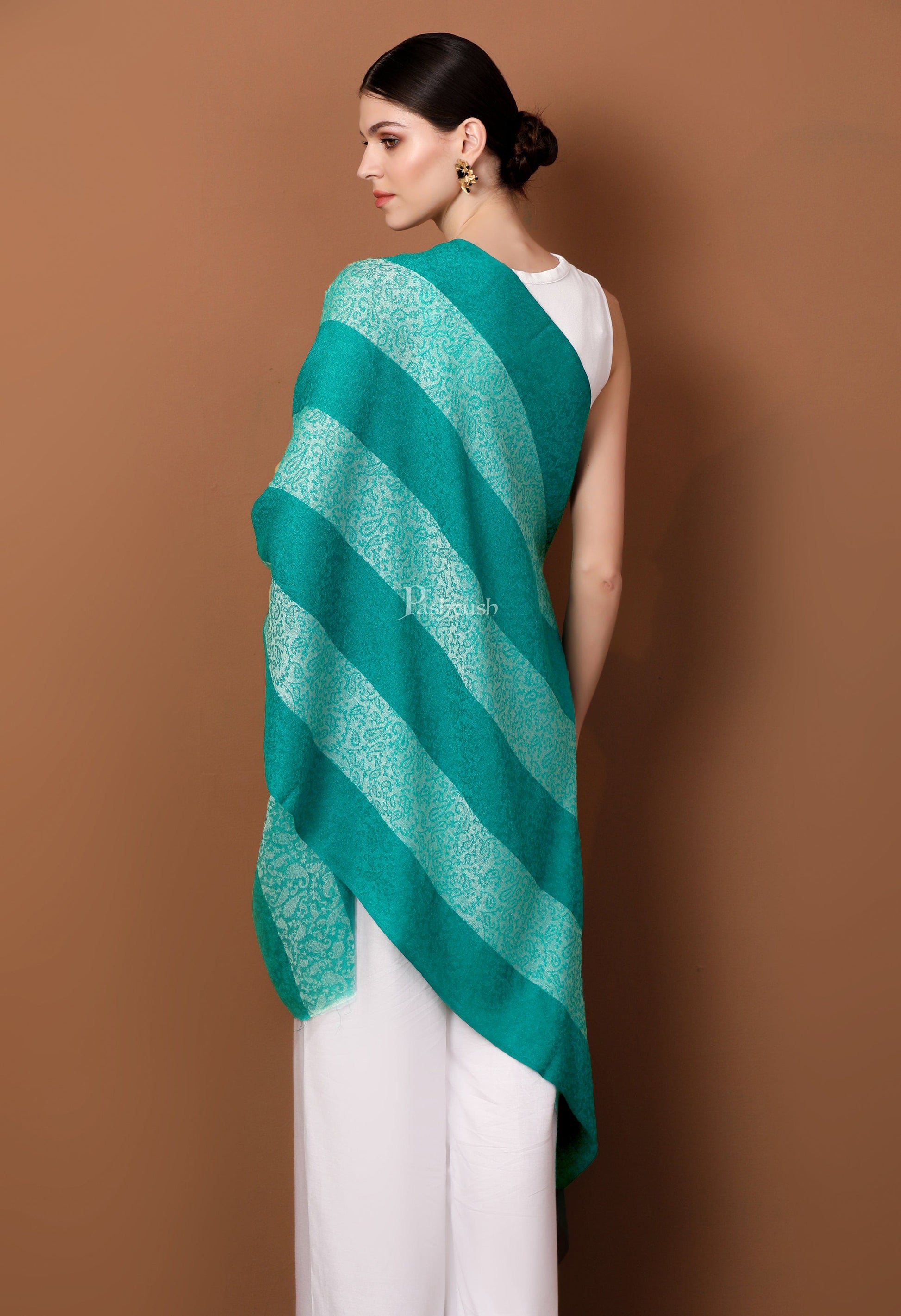 Pashtush India Womens Stoles and Scarves Scarf Pashtush Women's Reversible Stole, Scarf With Stripes
