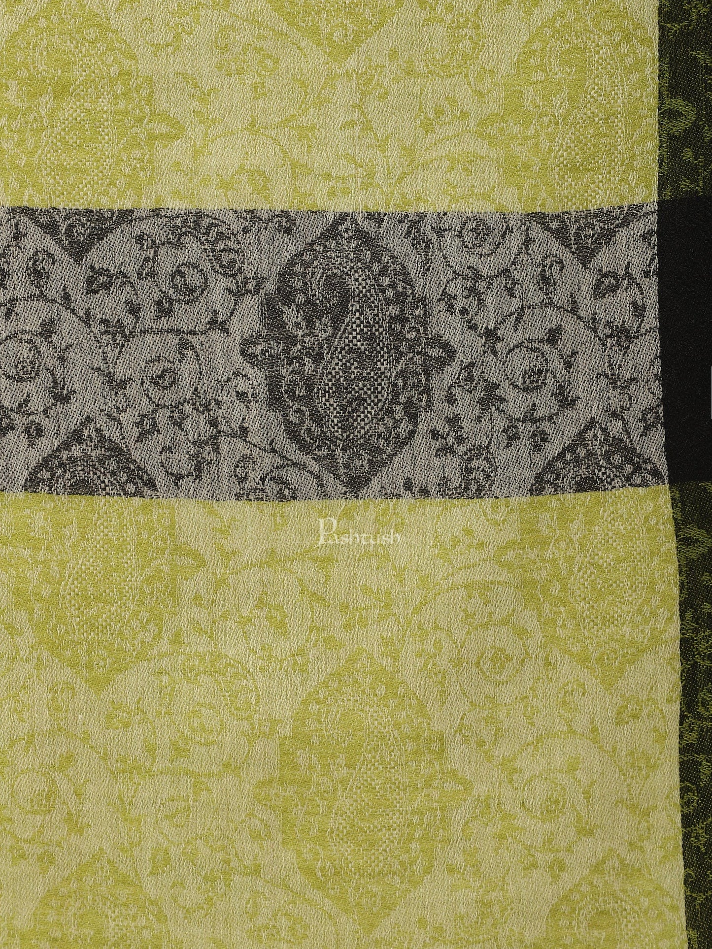 Pashtush India Womens Stoles and Scarves Scarf Pashtush Women's Reversible Stole, With Paiseley Weave, Green